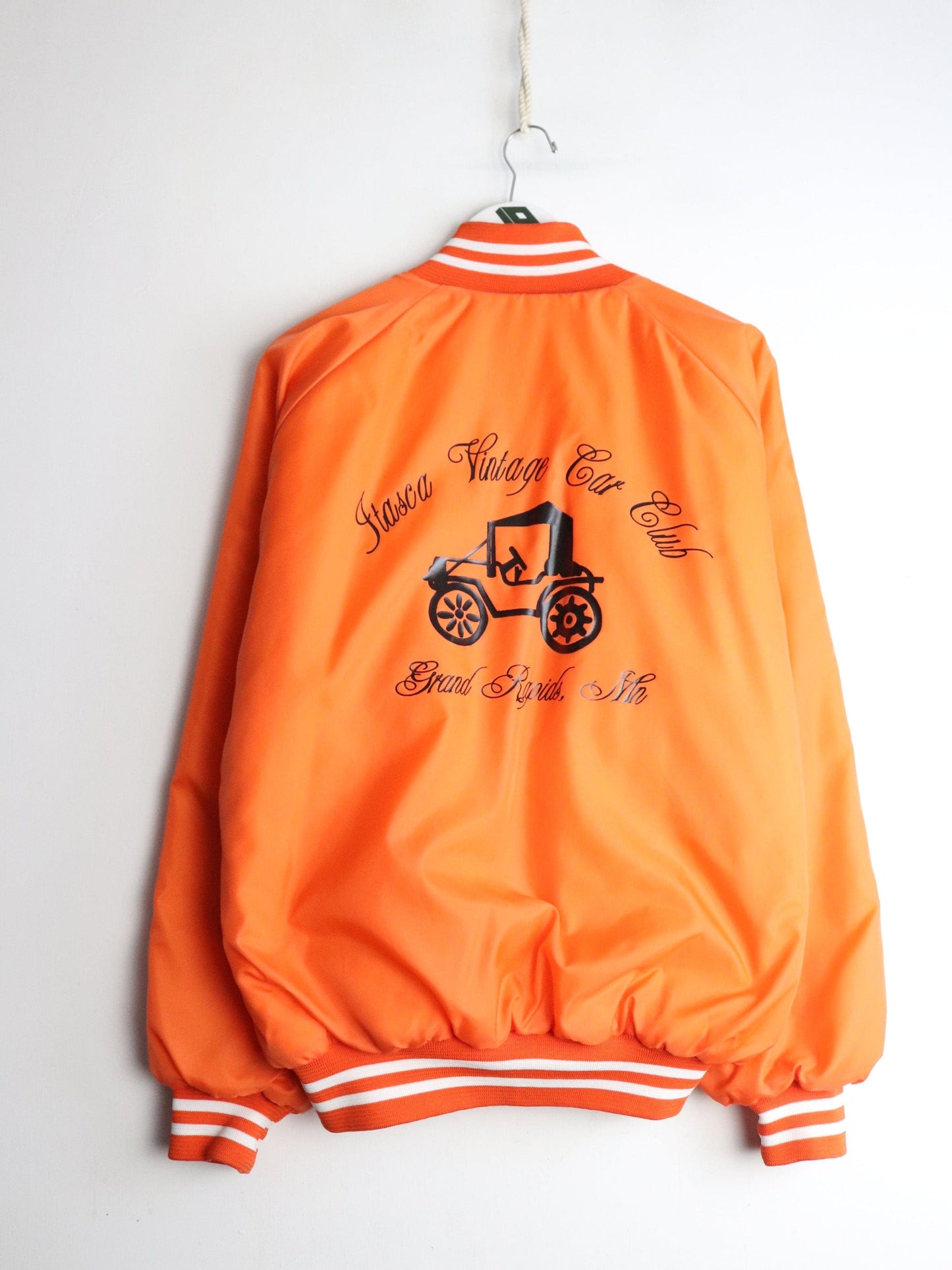 Vintage Itasca Vintage Car Club Jacket Mens Large Orange from propervintagecanada