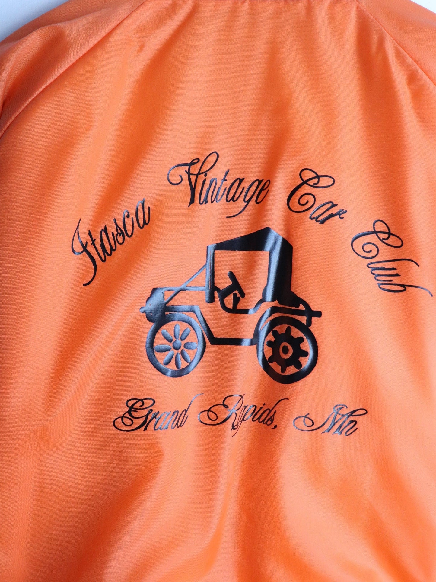 Vintage Itasca Vintage Car Club Jacket Mens Large Orange from propervintagecanada