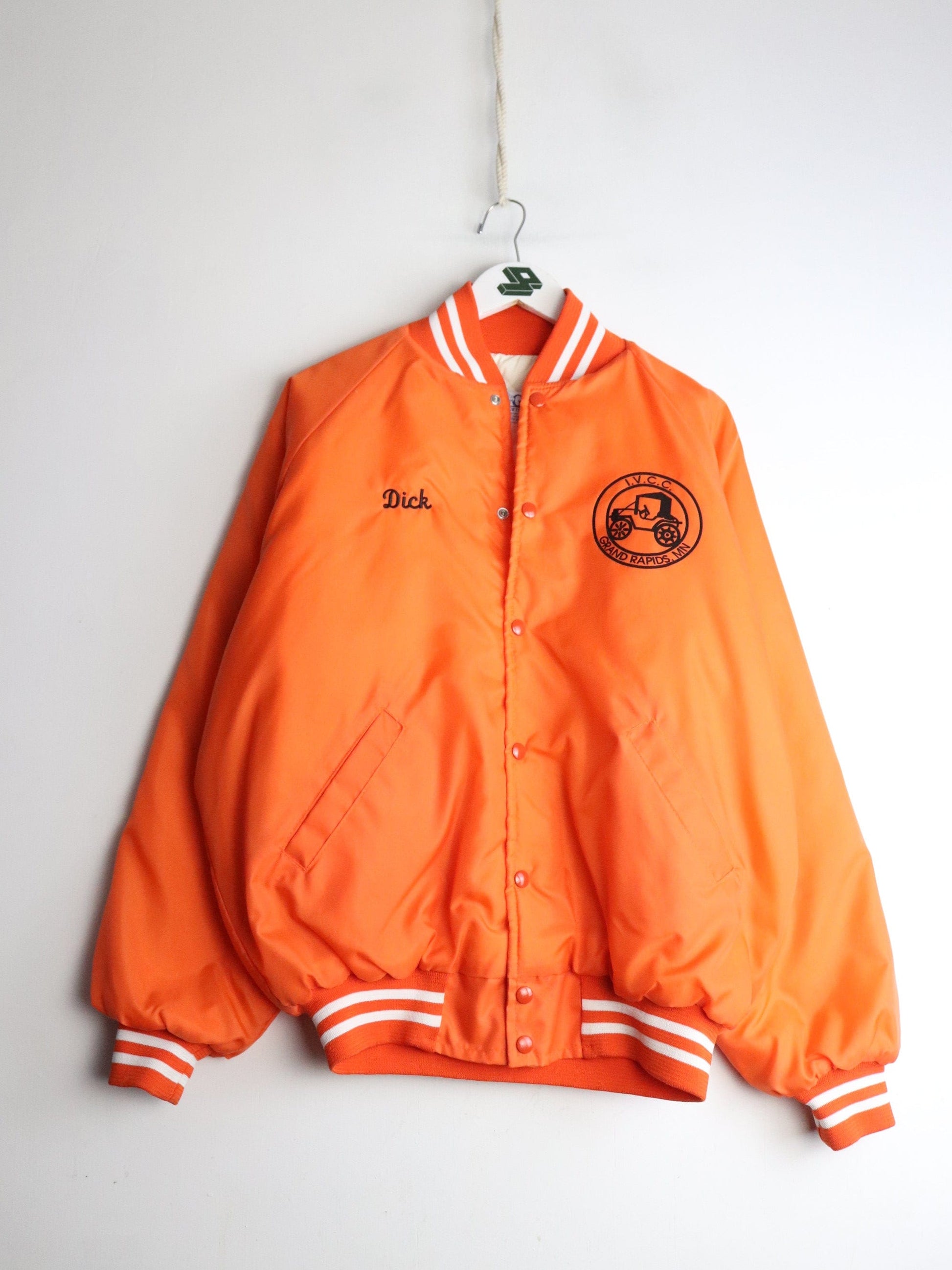 Vintage Itasca Vintage Car Club Jacket Mens Large Orange from propervintagecanada