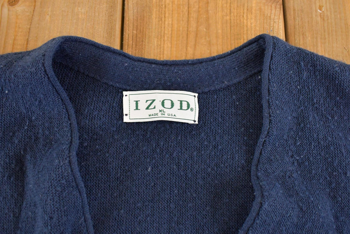 Vintage Izod Acrylic Cardigan Sweater Men's XL Preppy Golf Made in USA from propervintagecanada