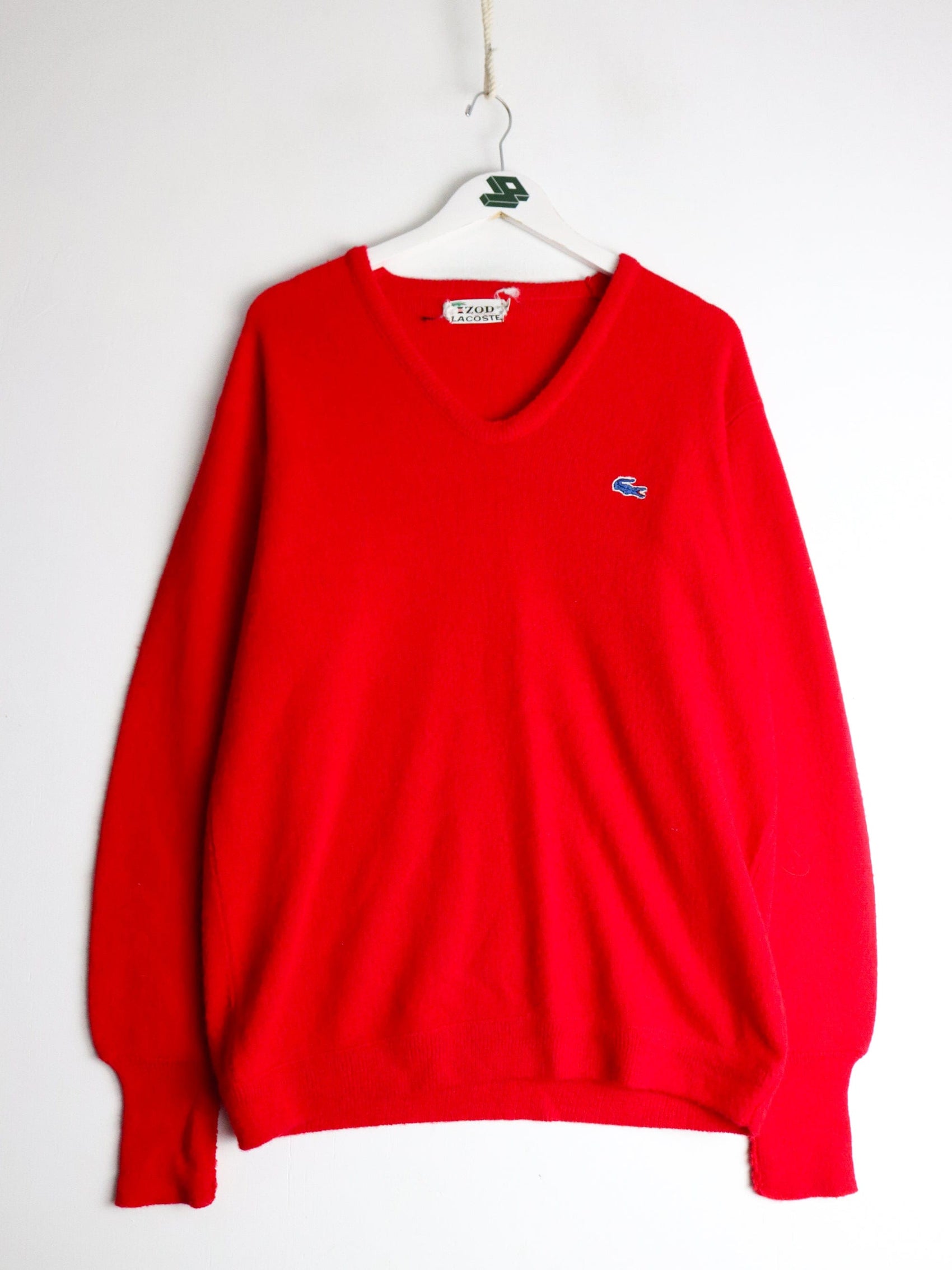 Vintage Izod Sweater Mens Large Red Knit from propervintagecanada