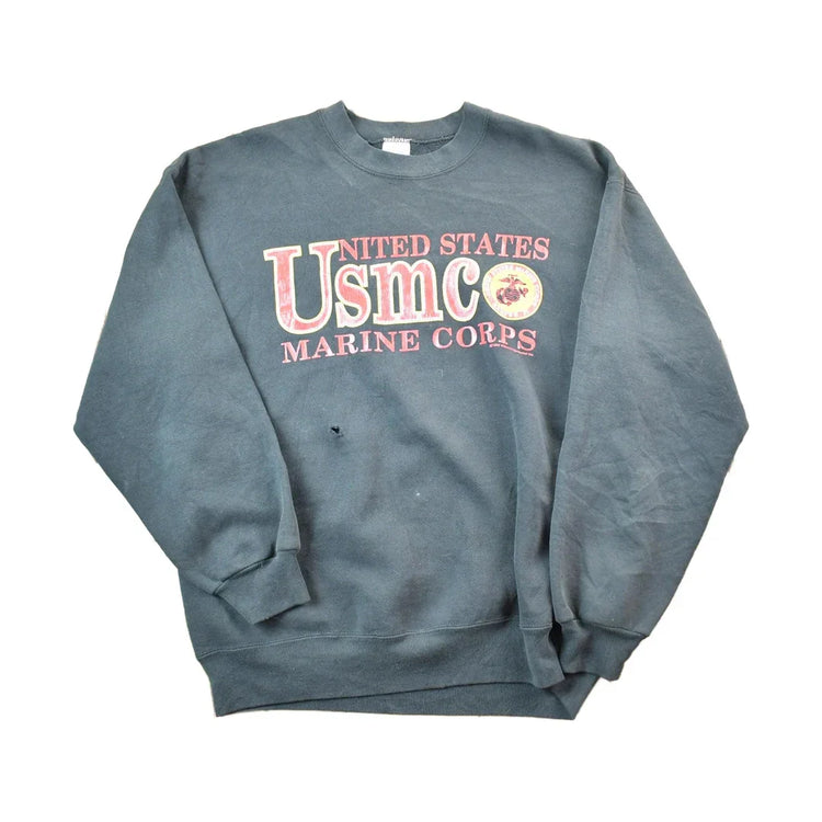 Vintage Jerzeez Marine Corps Military Crewneck Sweater Men's Large from propervintagecanada
