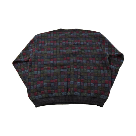 Vintage Jos A Bank Merino Wool Sweater: Geometric Pattern, Crewneck Knit from propervintagecanada