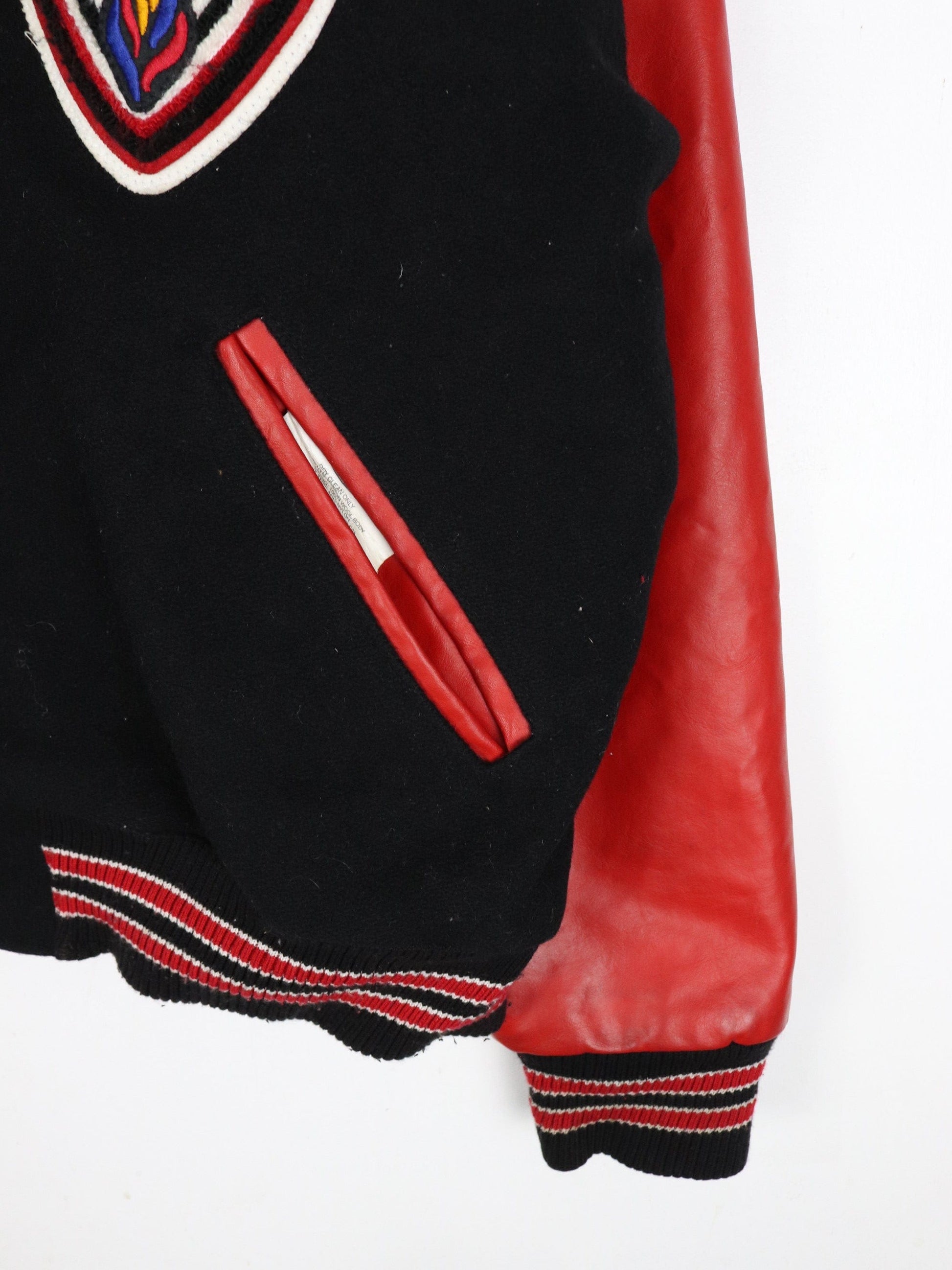 Vintage Jostens Jacket Mens XL Black Red Wool Varsity Coat