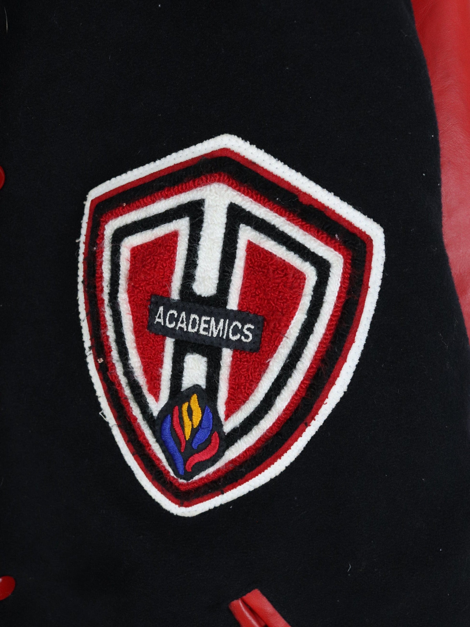 Vintage Jostens Jacket Mens XL Black Red Wool Varsity Coat