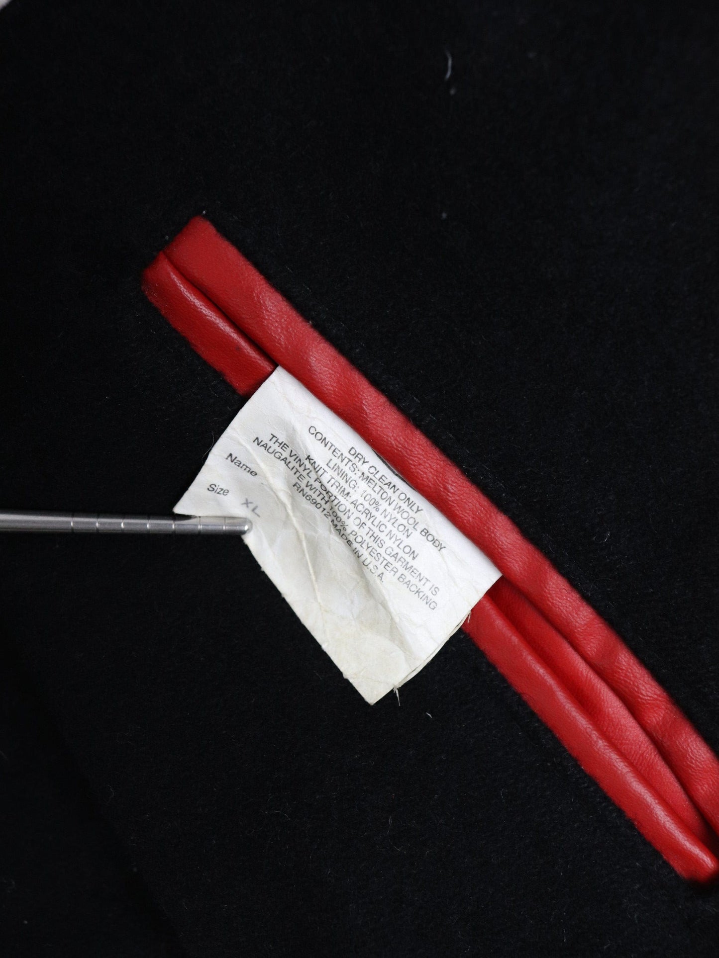 Vintage Jostens Jacket Mens XL Black Red Wool Varsity Coat