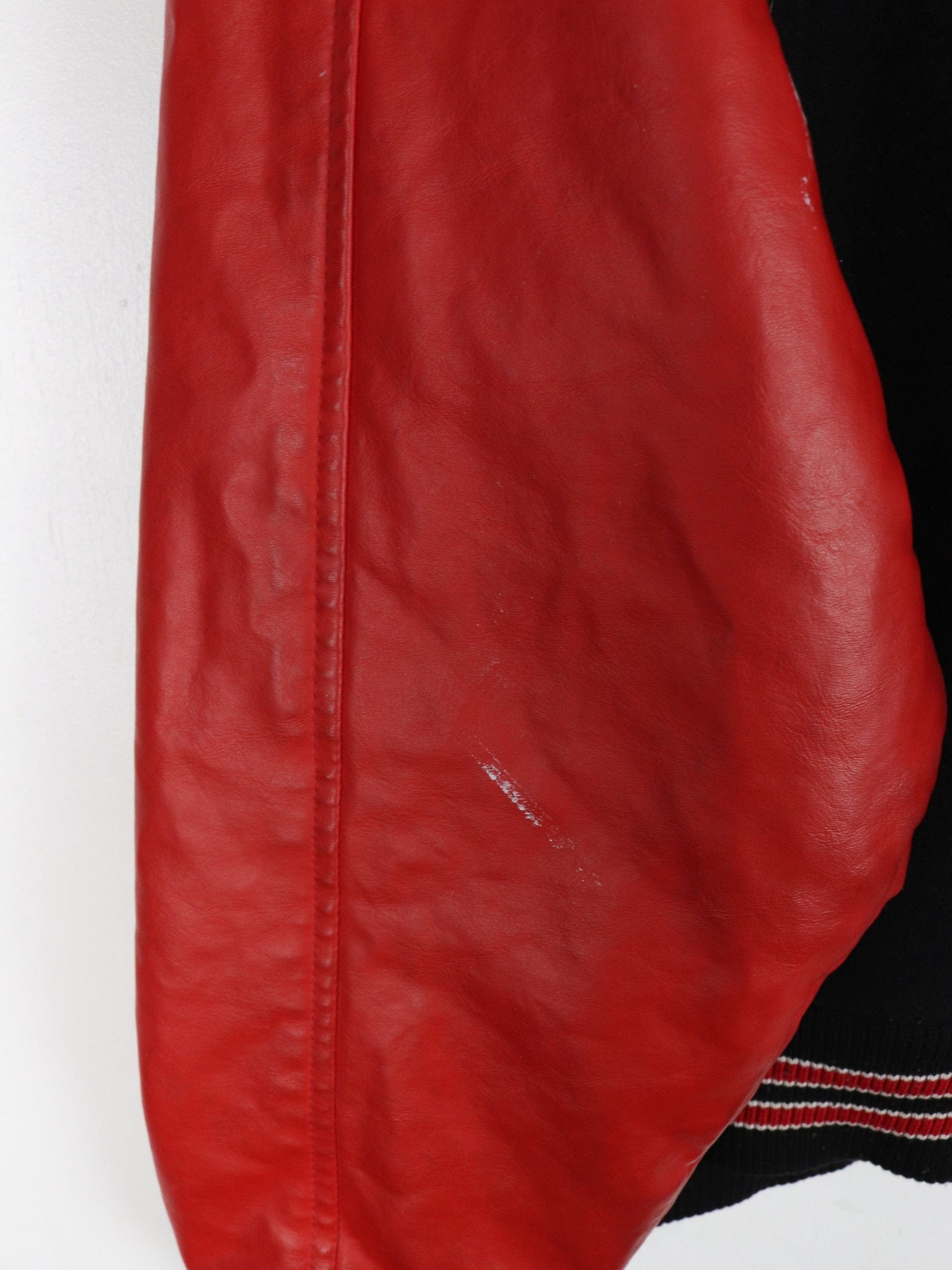 Vintage Jostens Jacket Mens XL Black Red Wool Varsity Coat