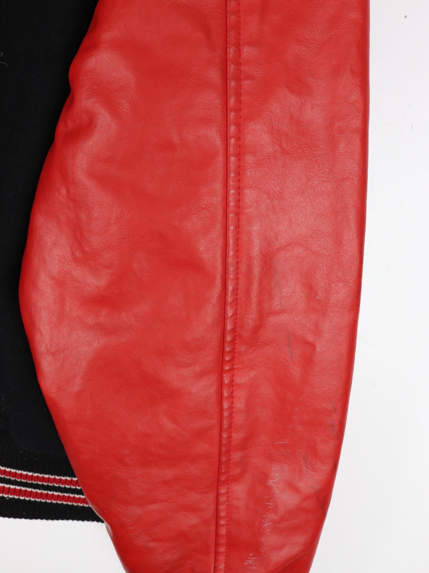 Vintage Jostens Jacket Mens XL Black Red Wool Varsity Coat