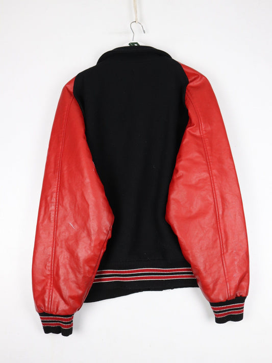 Vintage Jostens Jacket Mens XL Black Red Wool Varsity Coat