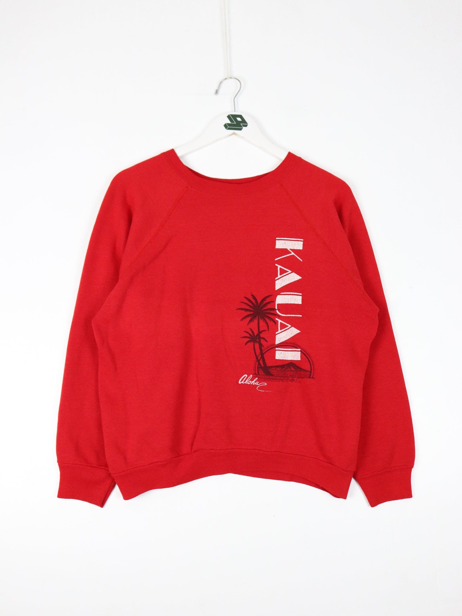Vintage Kauai Sweatshirt Adult Small Red Hawaii Floral Beach Sweater
