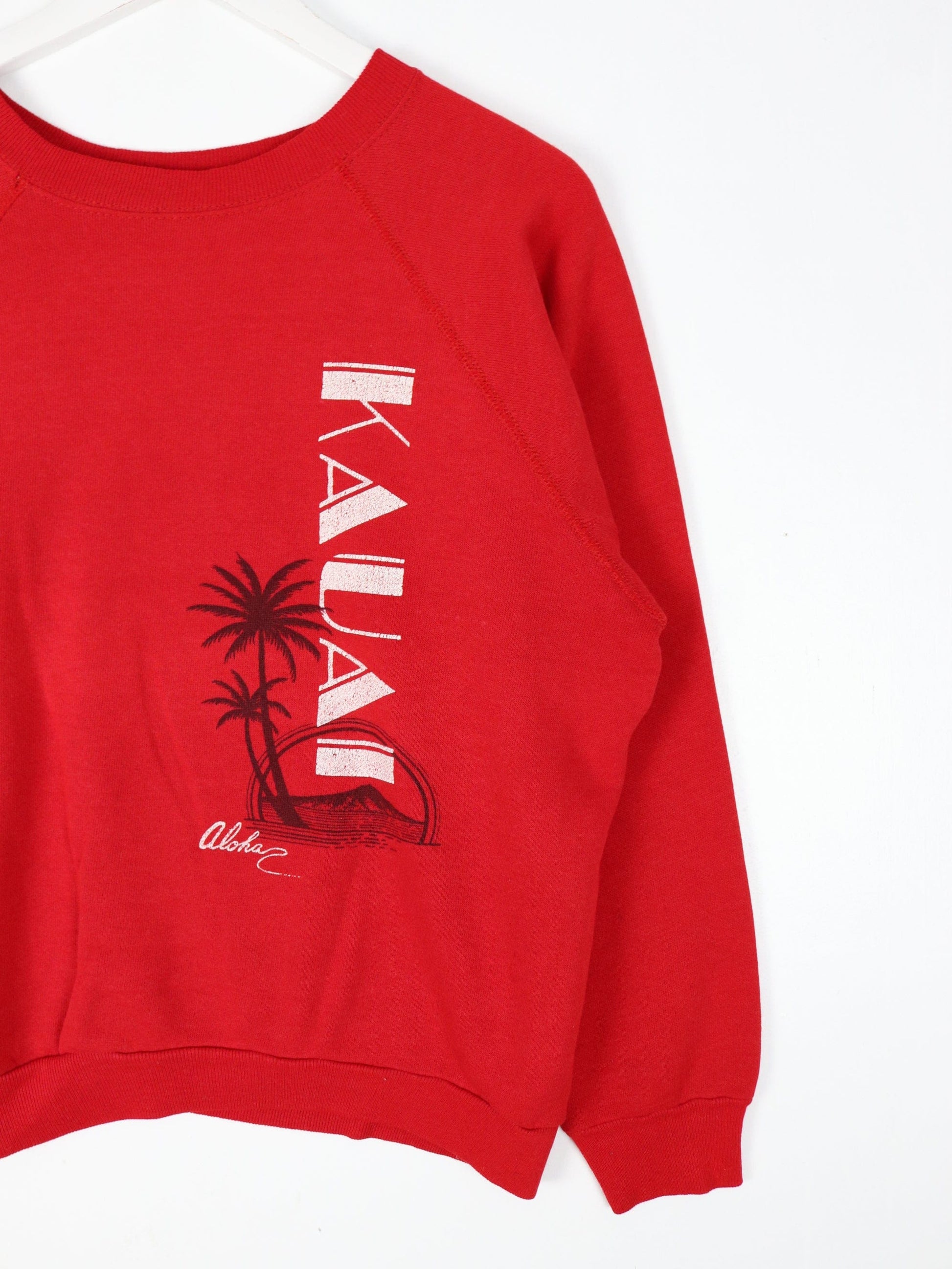 Vintage Kauai Sweatshirt Adult Small Red Hawaii Floral Beach Sweater