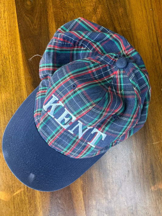 Vintage Kent Hat Adult Blue Plaid Snap Back