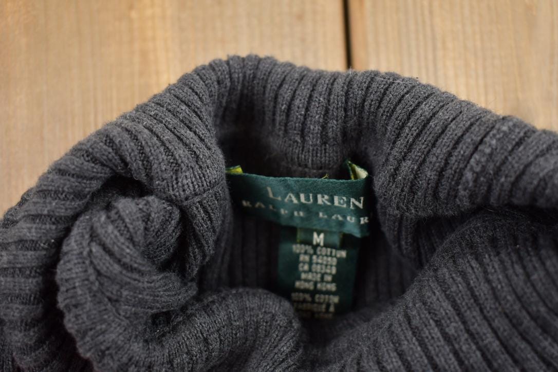 Vintage Knitted Polo Ralph Lauren Turtle Neck Sweater Women's M from propervintagecanada