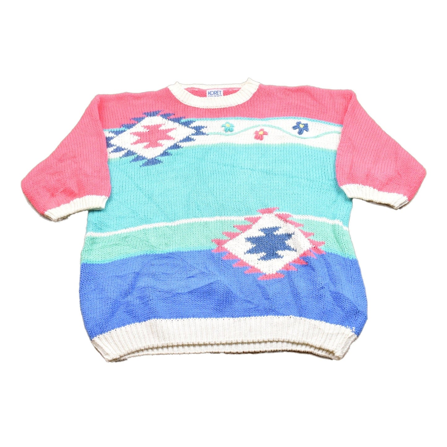 Vintage Koret City Blues Knitted Short Sleeve Sweater Men's XL from propervintagecanada