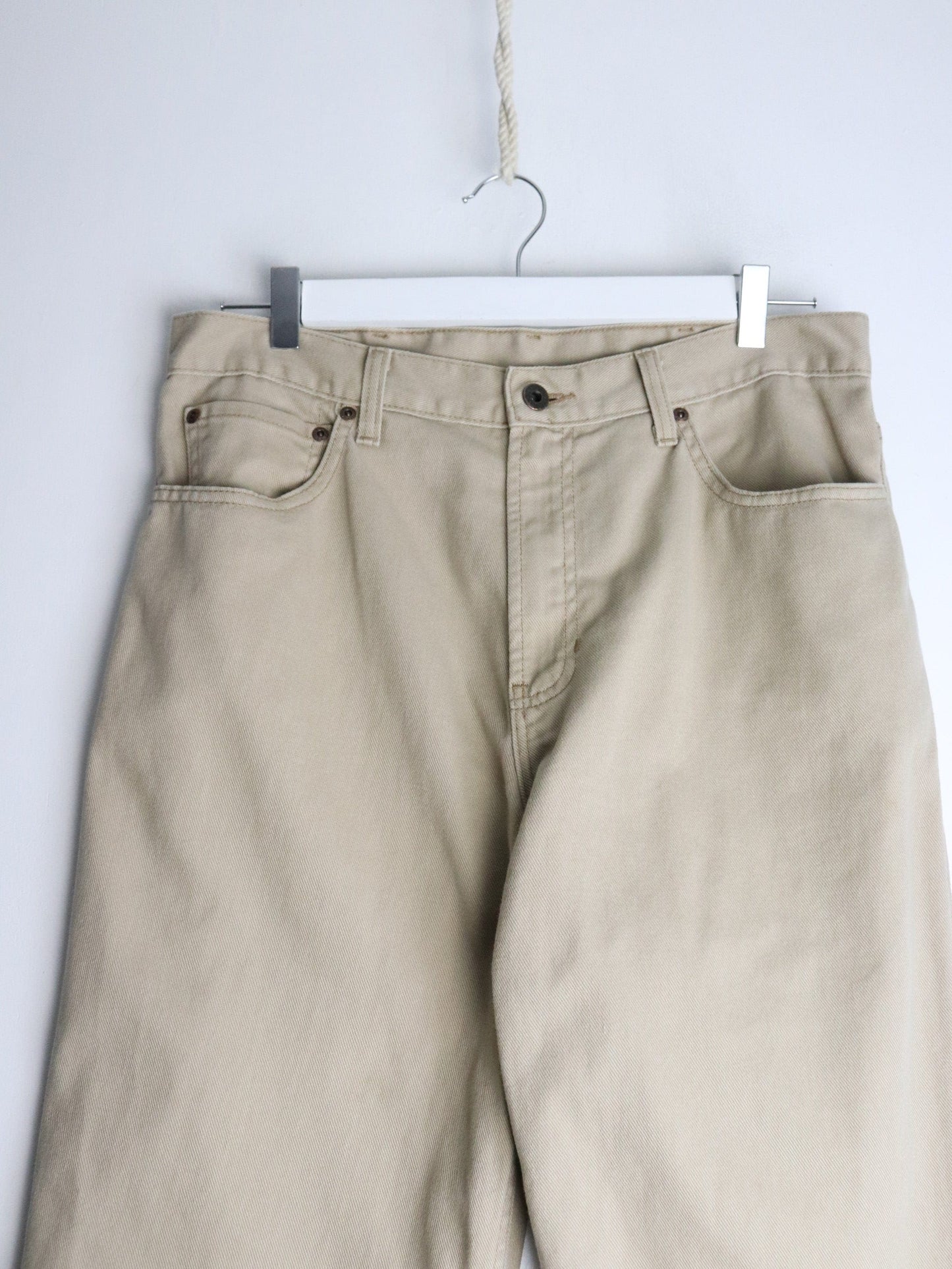 Vintage L.L. Bean Pants Mens 34 x 30 Beige Denim Jeans from propervintagecanada