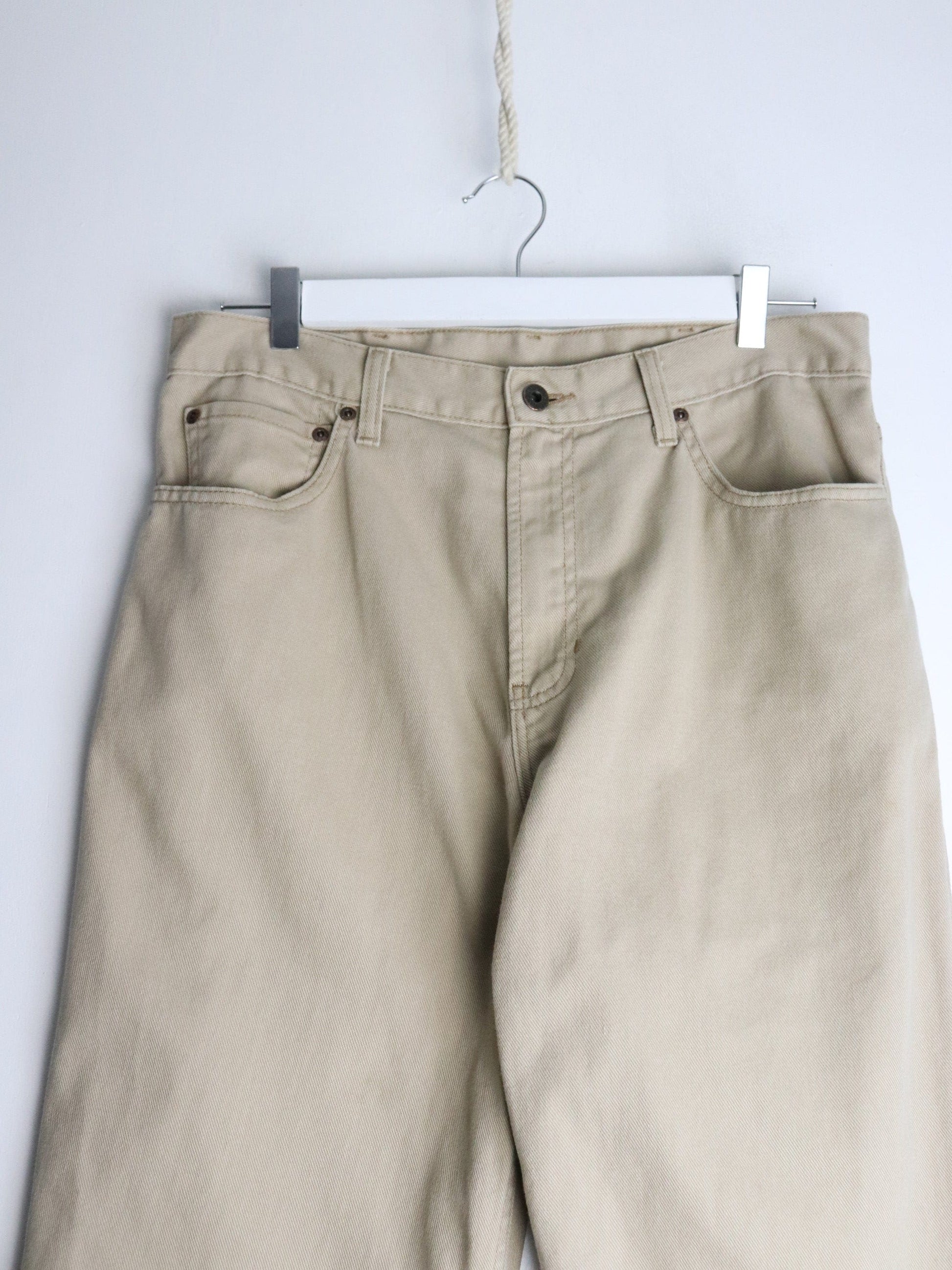 Vintage L.L. Bean Pants Mens 34 x 30 Beige Denim Jeans from propervintagecanada
