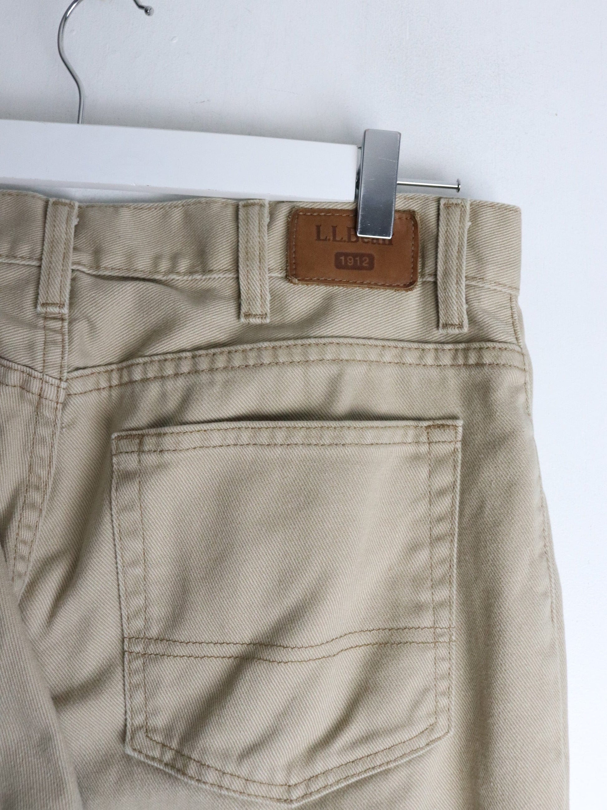 Vintage L.L. Bean Pants Mens 34 x 30 Beige Denim Jeans from propervintagecanada
