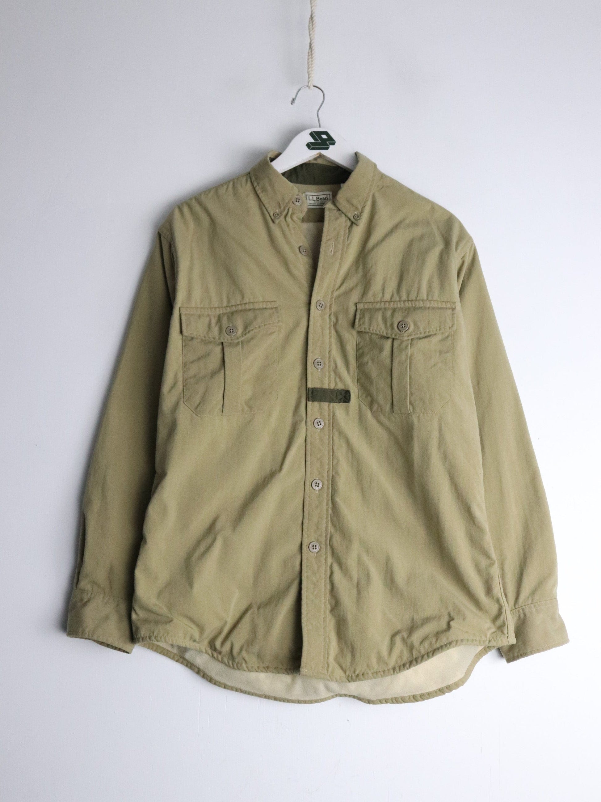 Vintage L.L. Bean Shirt Mens Medium Beige Lined from propervintagecanada