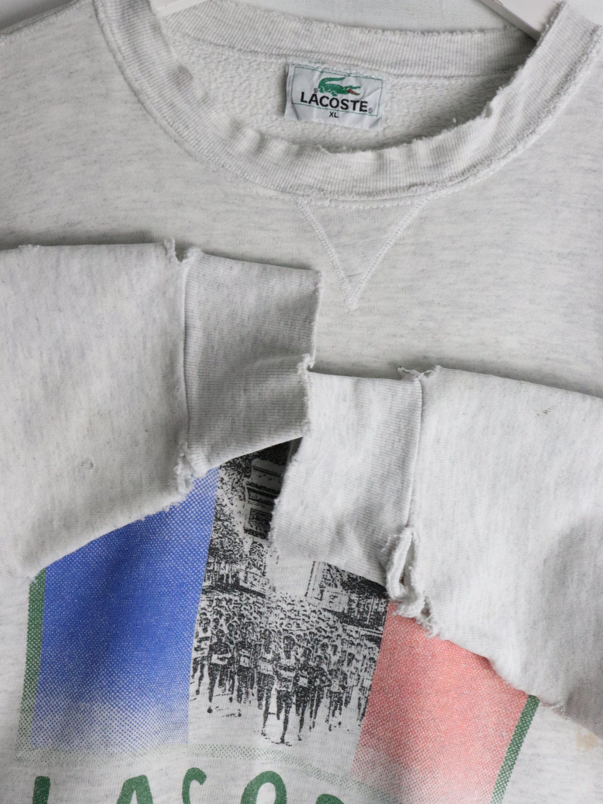 Vintage Lacoste Sweatshirt Mens XL Grey Thrashed from propervintagecanada