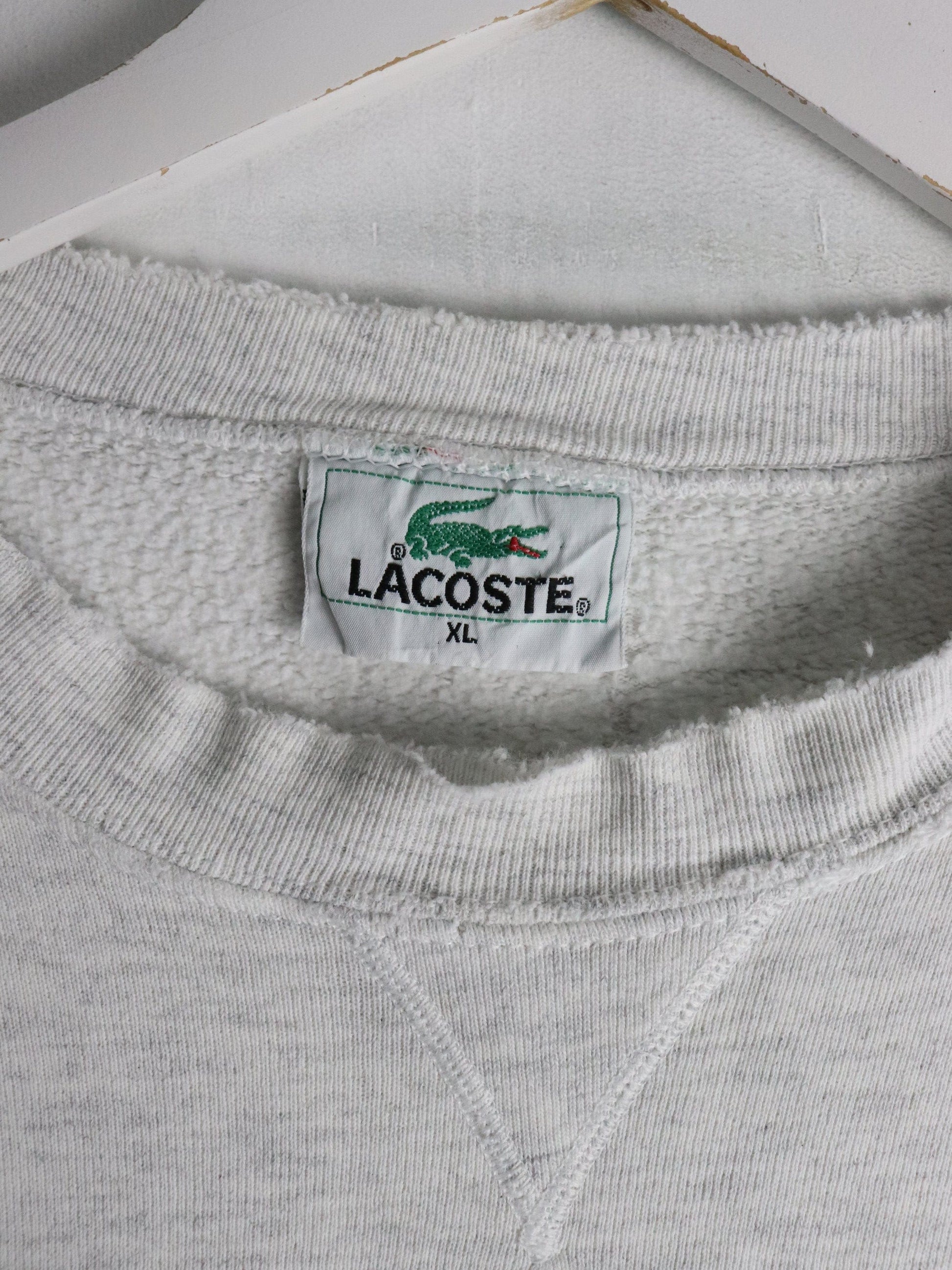 Vintage Lacoste Sweatshirt Mens XL Grey Thrashed from propervintagecanada