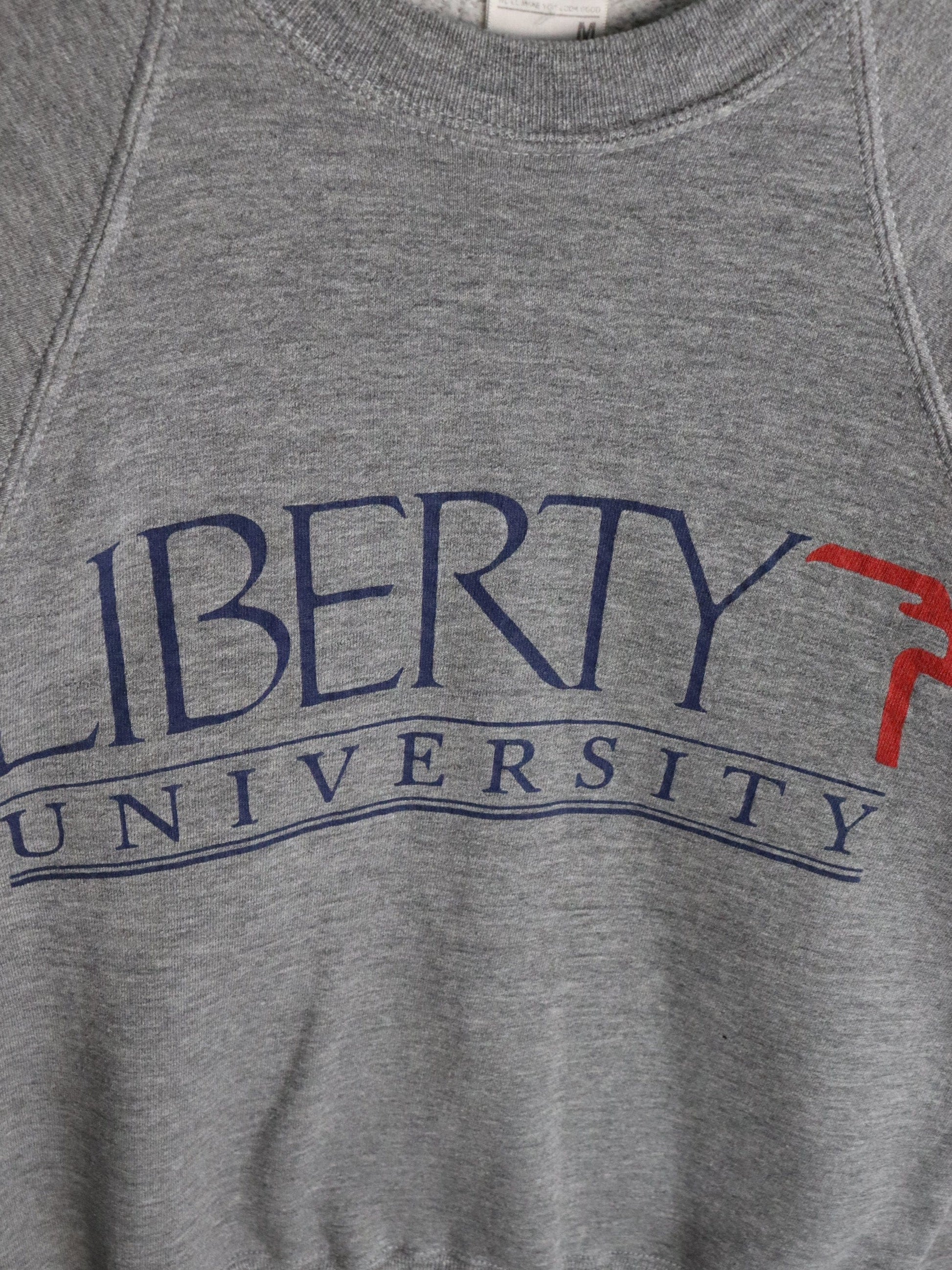 Vintage Liberty University Sweatshirt Mens Small Grey from propervintagecanada