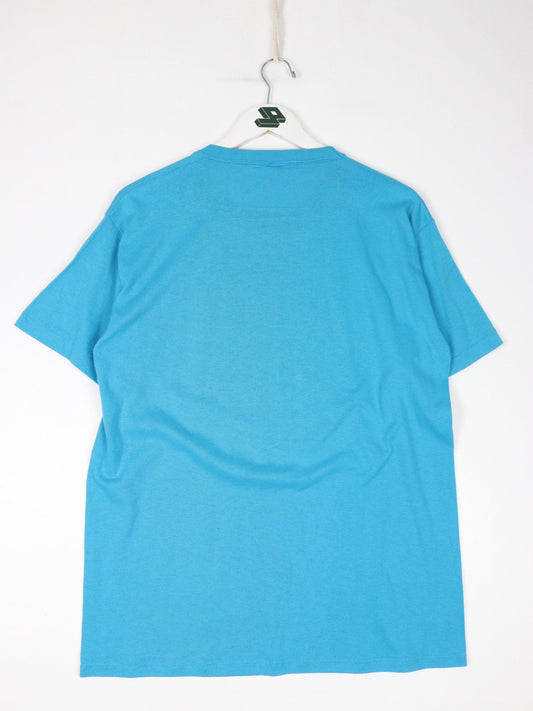 Vintage Life's A Beach T Shirt Fits Mens Large Blue 80s Funny USA