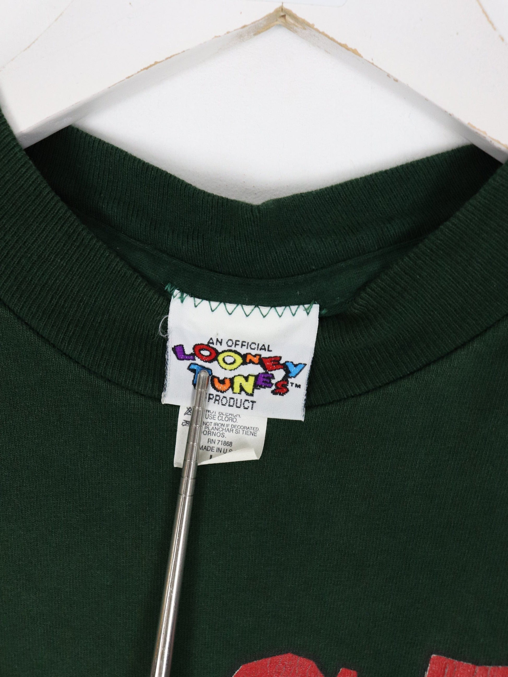 Vintage Looney Tunes T Shirt Mens Large Green Christmas Taz