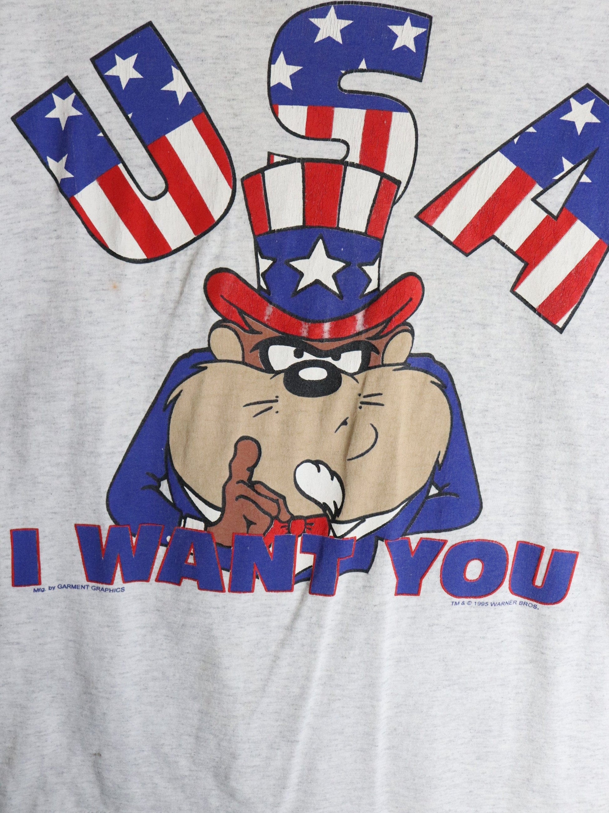 Vintage Looney Tunes T Shirt Mens Large Grey from propervintagecanada