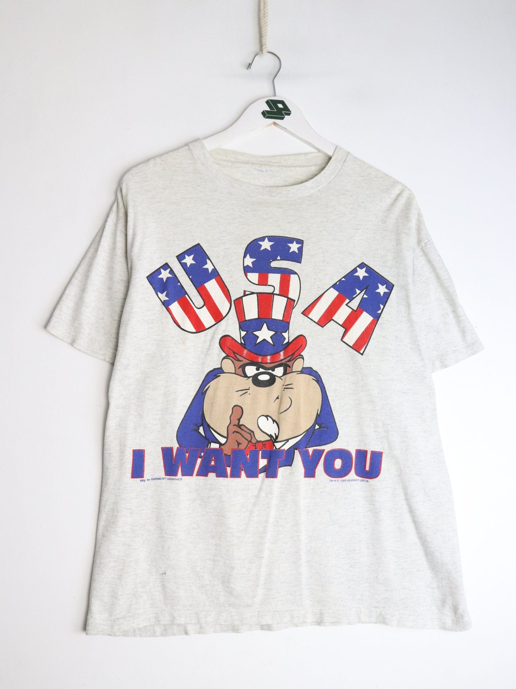 Vintage Looney Tunes T Shirt Mens Large Grey from propervintagecanada