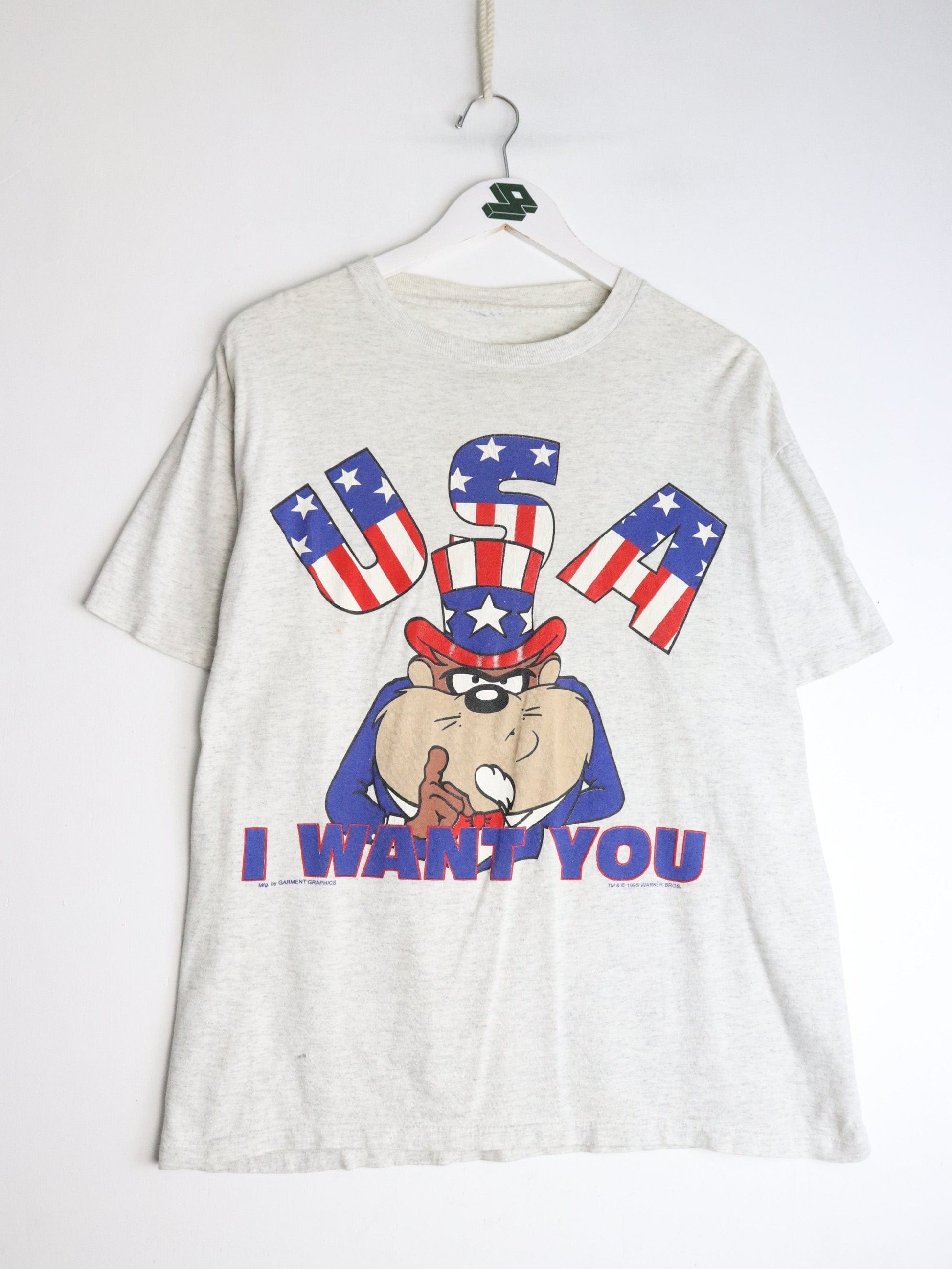 Vintage Looney Tunes T Shirt Mens Large Grey from propervintagecanada