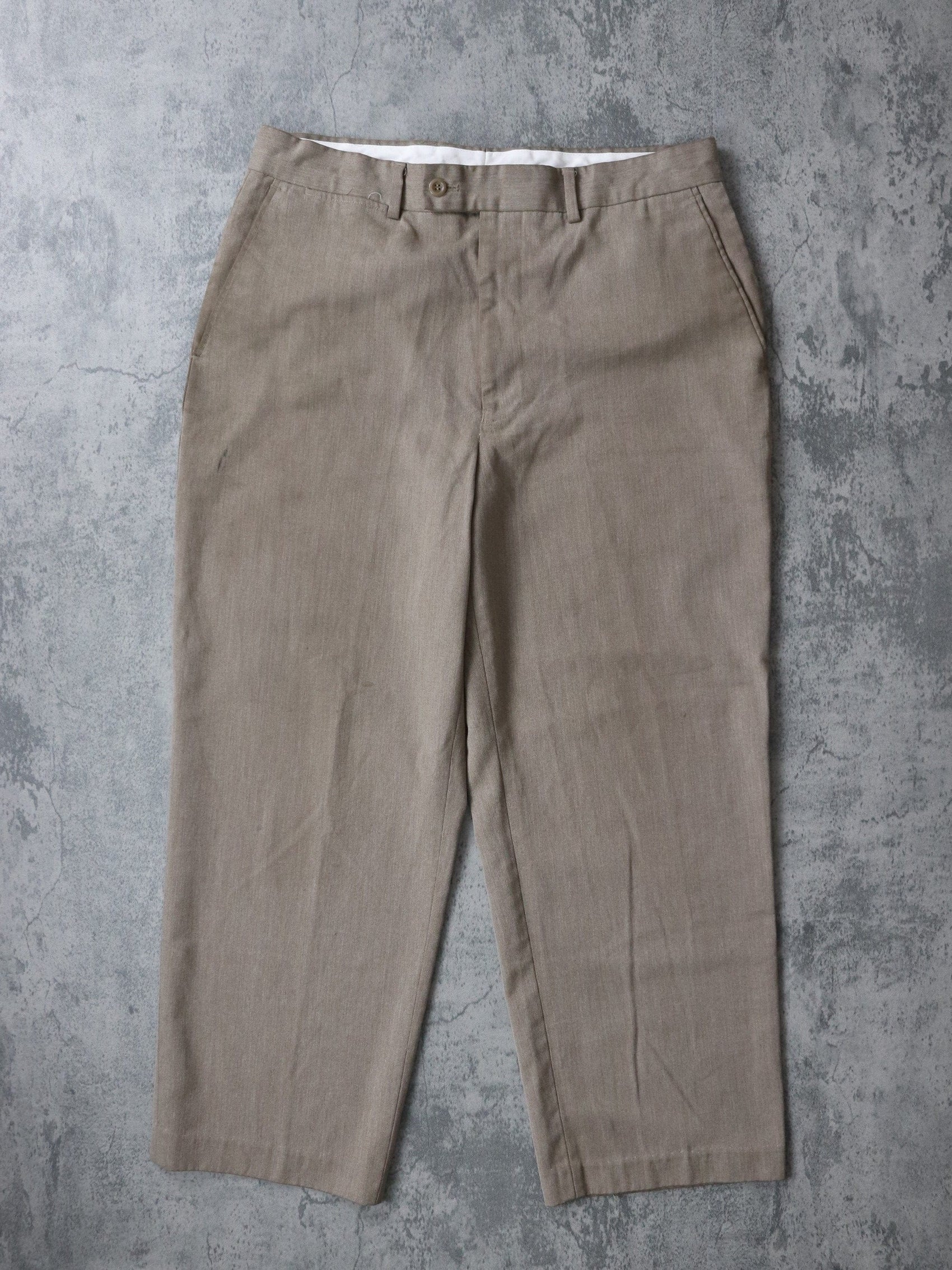 Vintage LR2 Louis Raphael Pants Fits Mens 34 x 26 Brown Pleated Dress Trousers