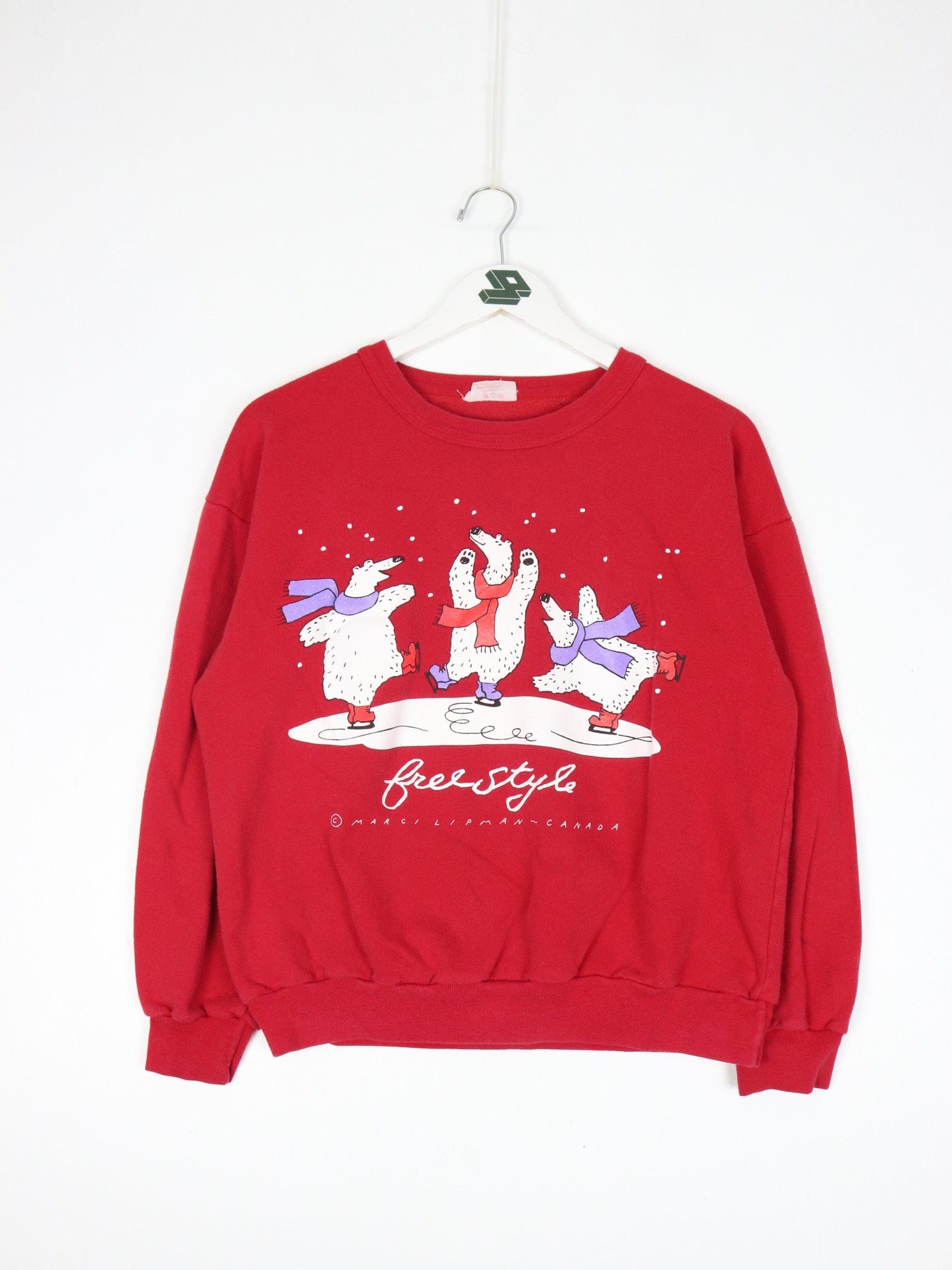 Vintage Marcil Lipman Sweatshirt Fits Adult Small Red Beat Skate from propervintagecanada