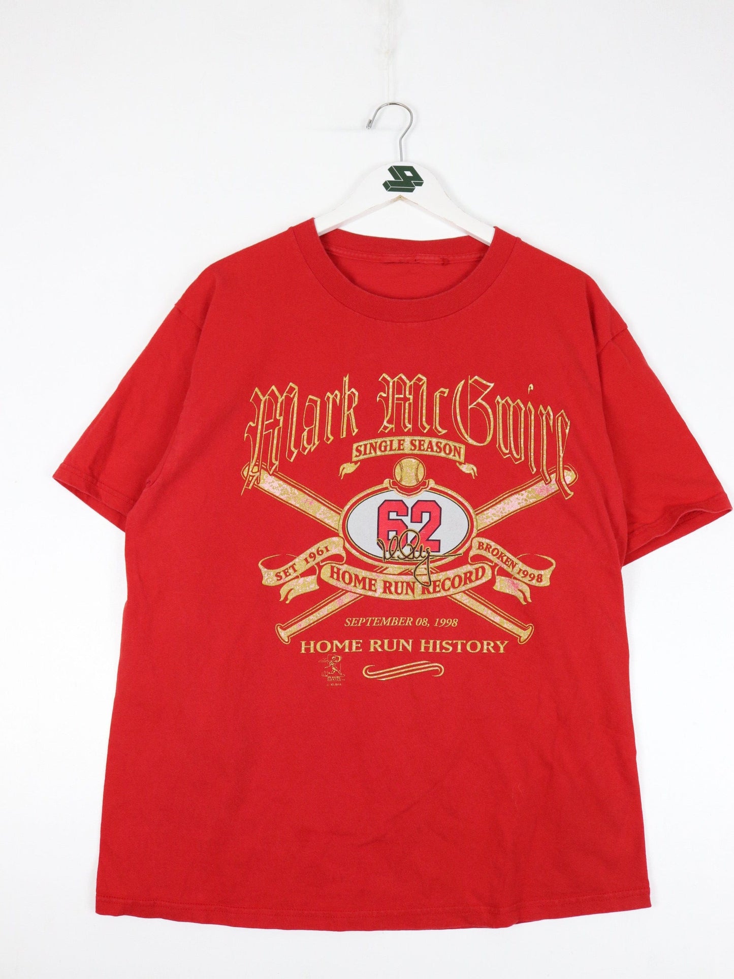 Vintage Mark McGuire Baseball T Shirt Mens Large Red MLB Home Run Record from propervintagecanada