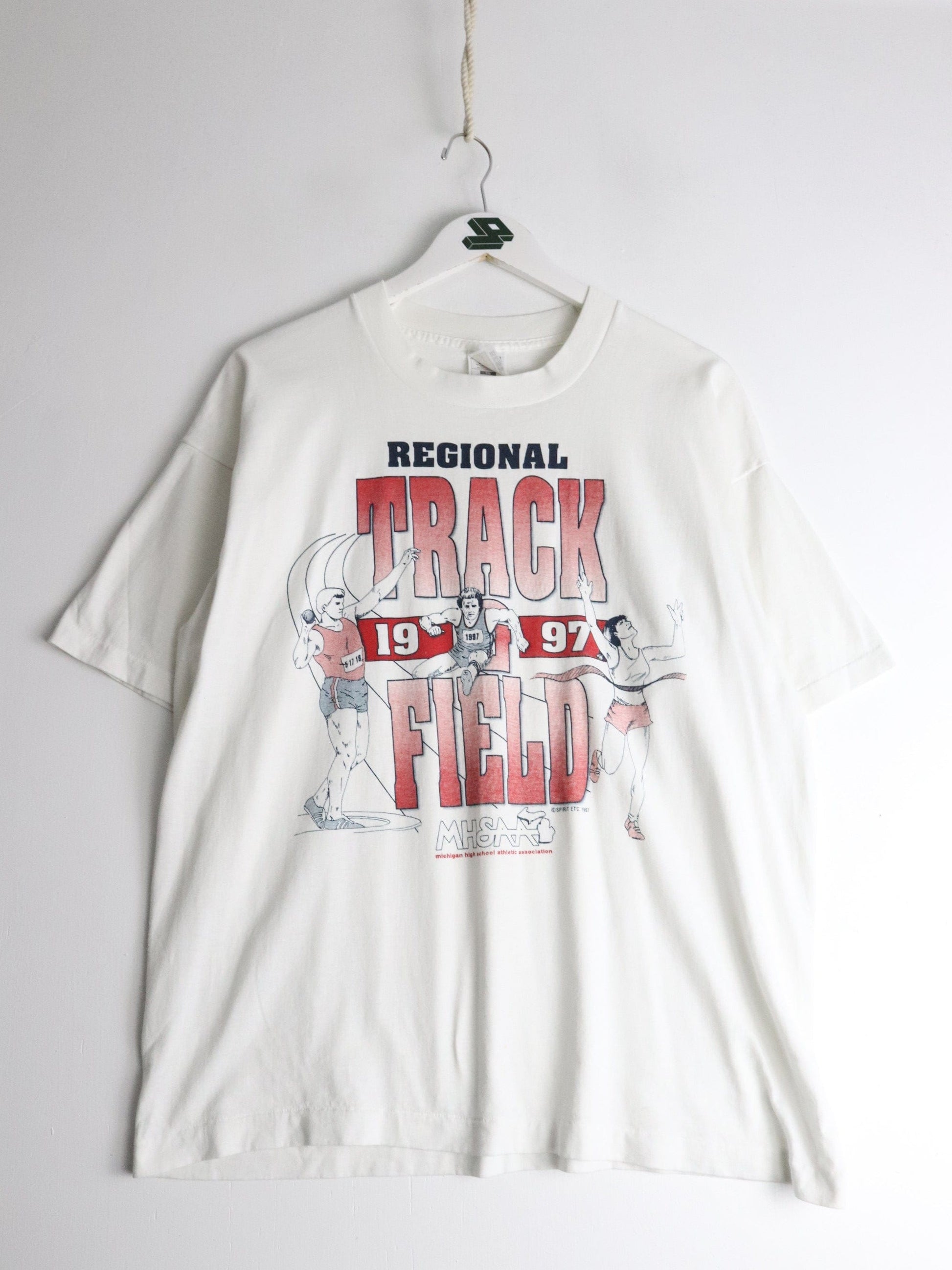 Vintage MHSAA Track & Field T Shirt Mens XL White from propervintagecanada