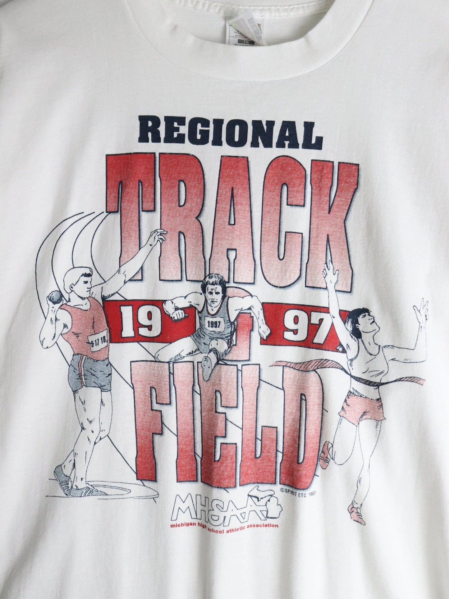 Vintage MHSAA Track & Field T Shirt Mens XL White from propervintagecanada