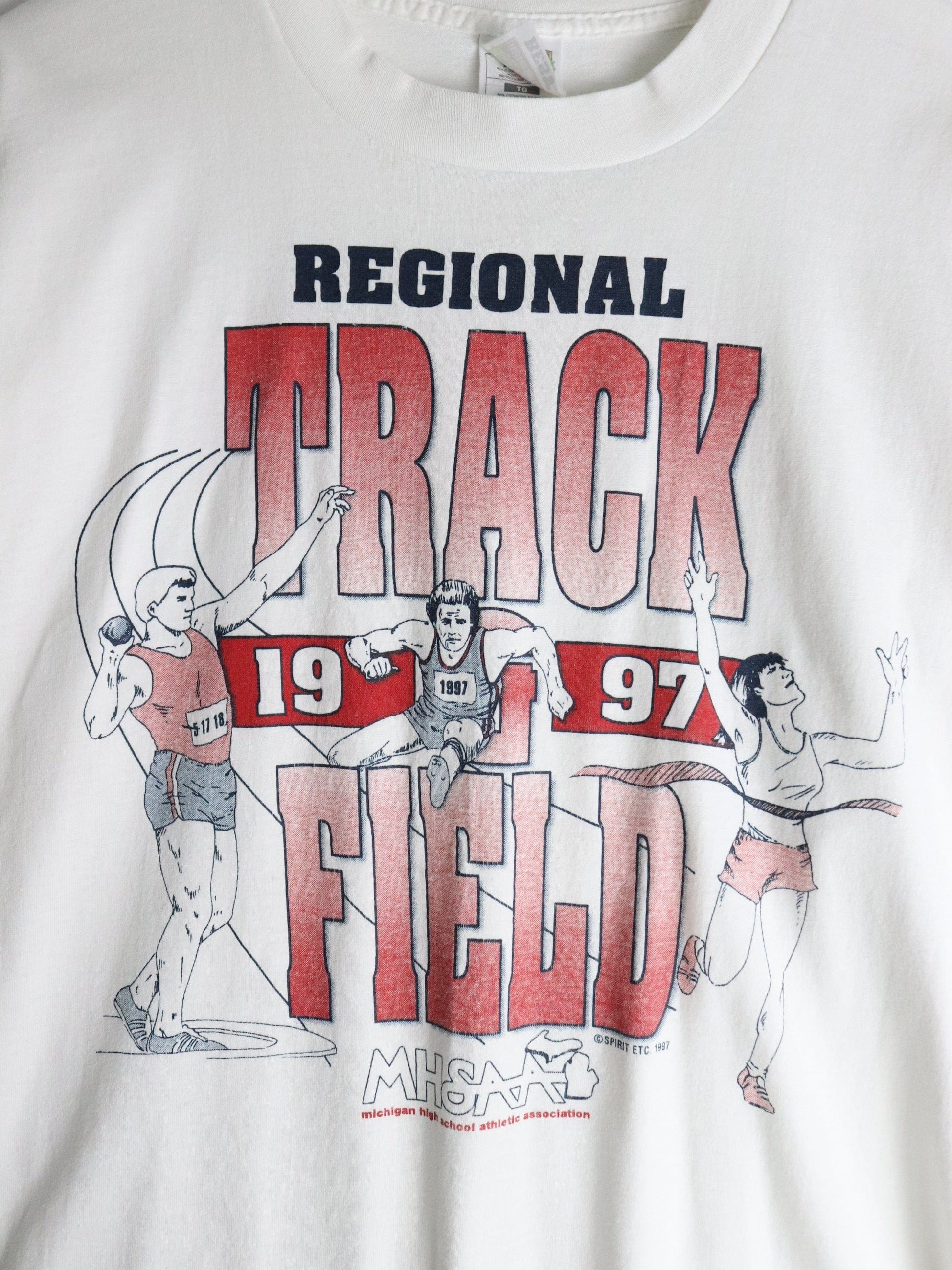 Vintage MHSAA Track & Field T Shirt Mens XL White from propervintagecanada