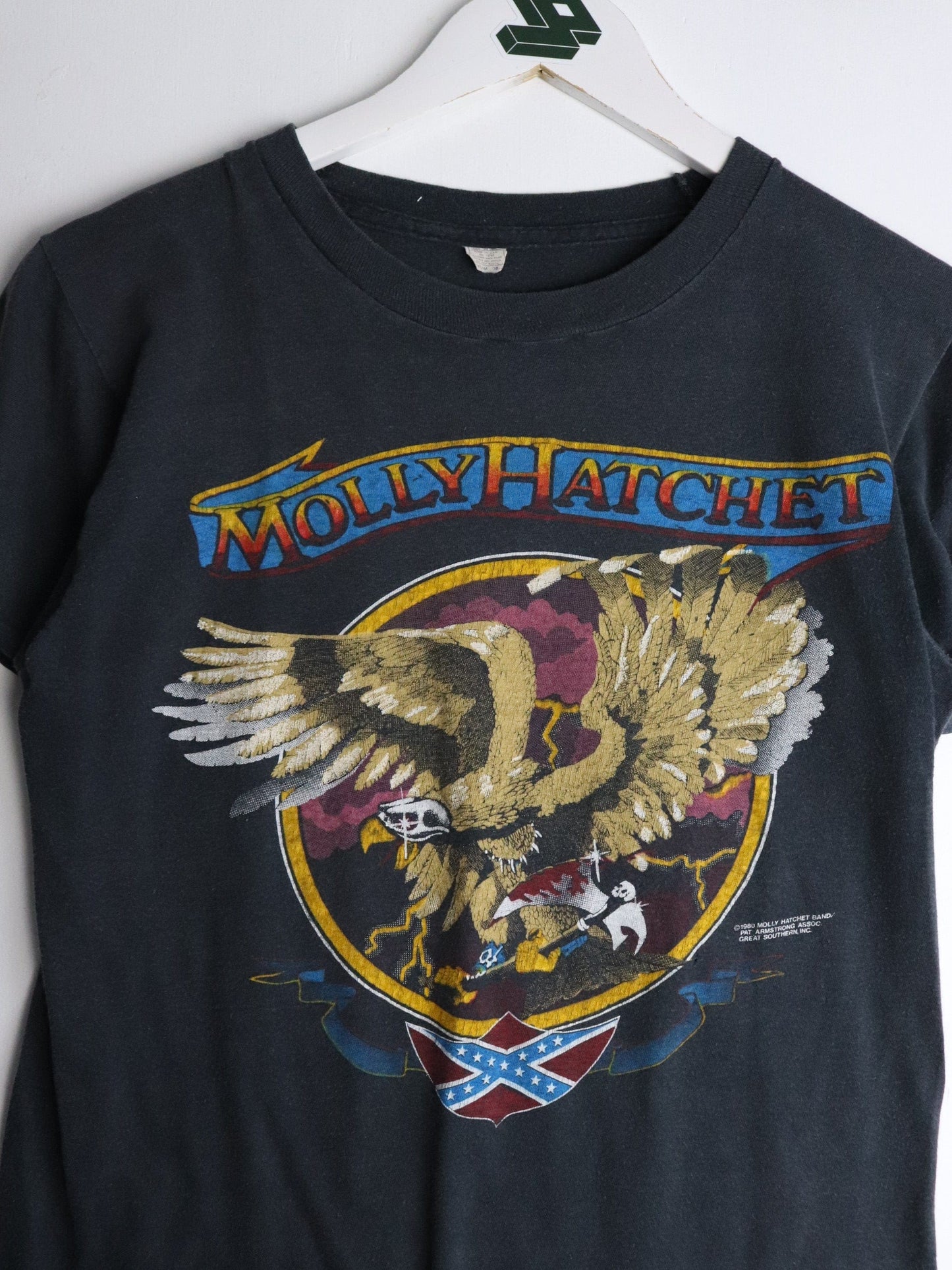 Vintage Molly Hatchet T Shirt Fits Mens XS Black 1980 Band from propervintagecanada