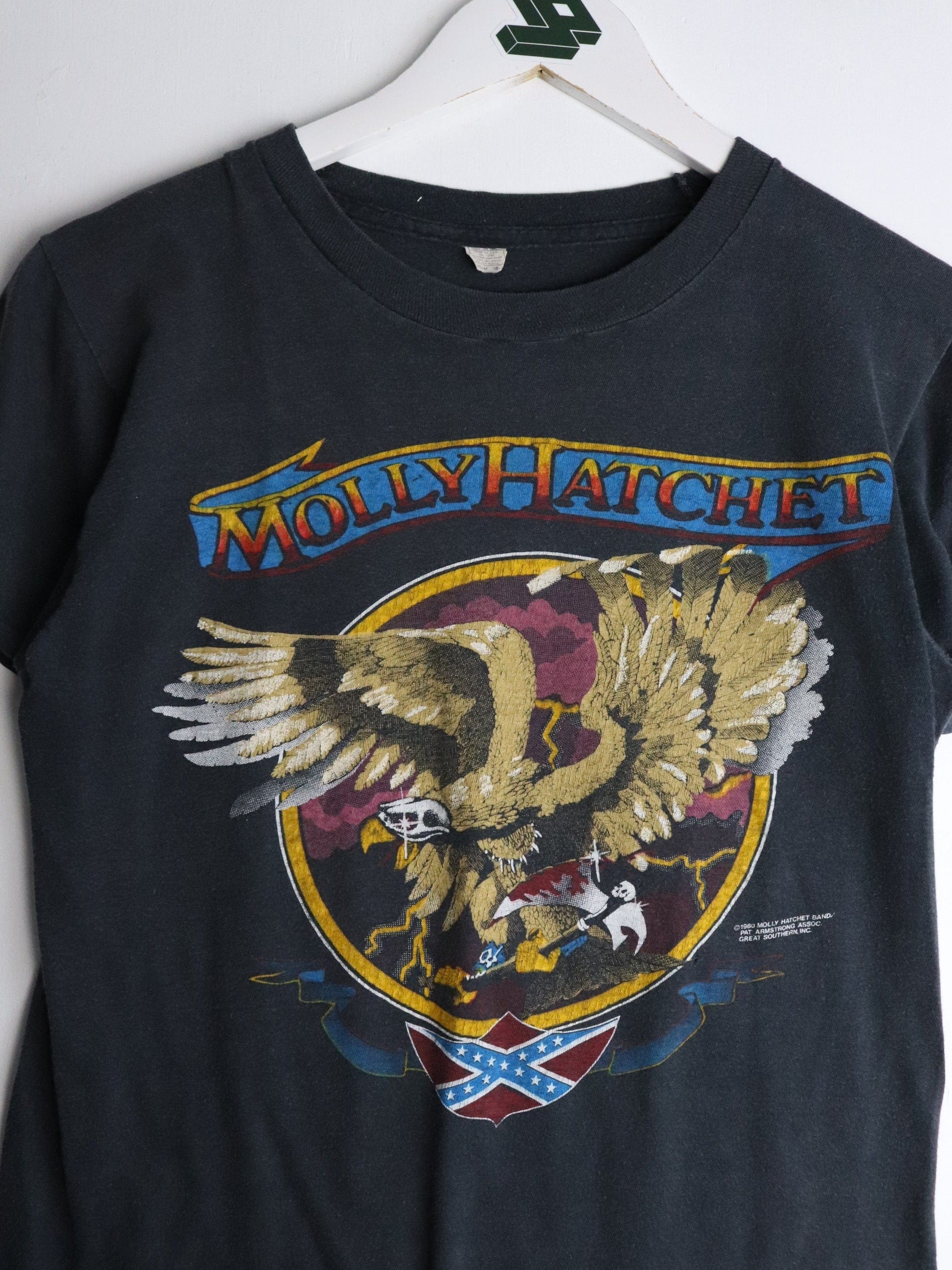 Vintage Molly Hatchet T Shirt Fits Mens XS Black 1980 Band from propervintagecanada