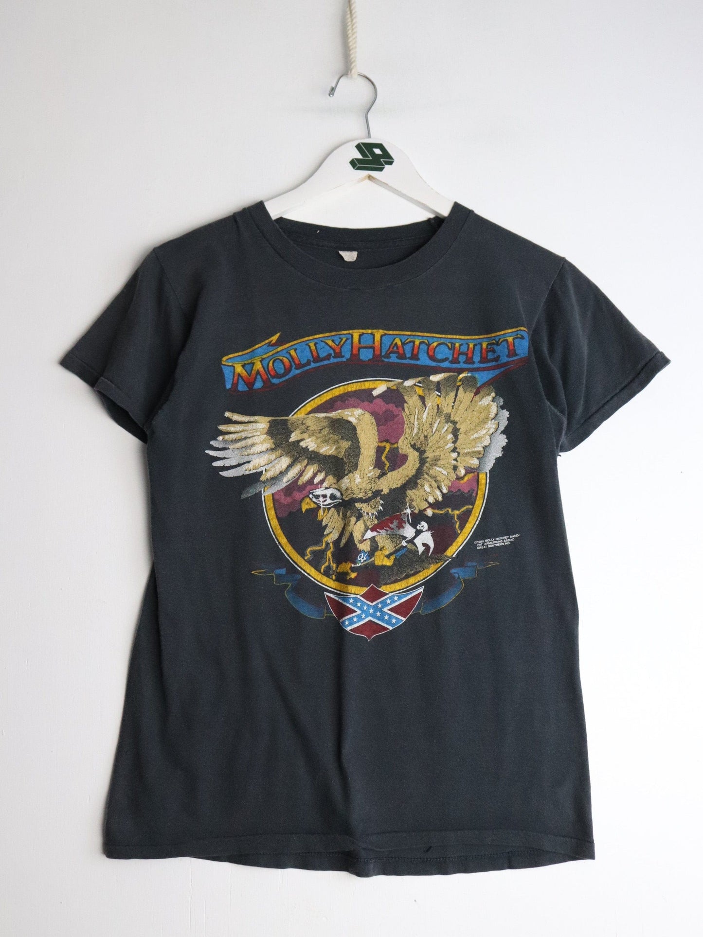 Vintage Molly Hatchet T Shirt Fits Mens XS Black 1980 Band from propervintagecanada