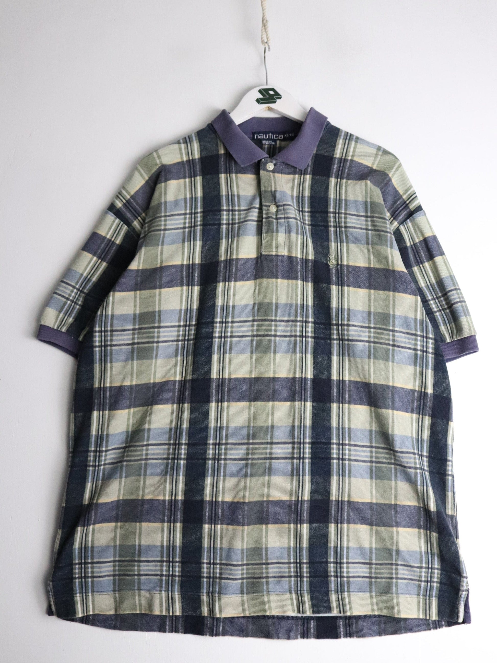 Vintage Nautica Polo Shirt Mens XL Blue Plaid from propervintagecanada