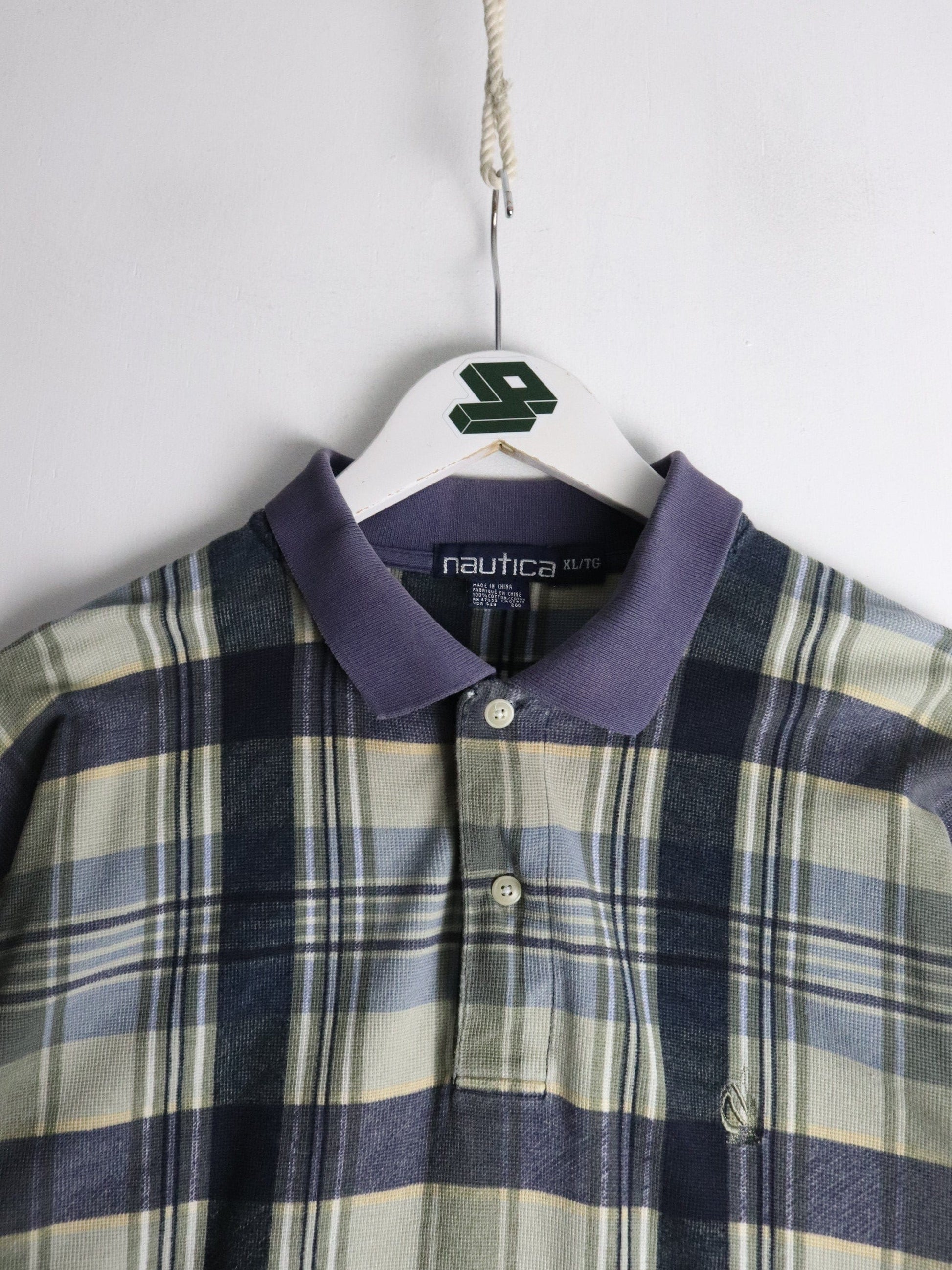 Vintage Nautica Polo Shirt Mens XL Blue Plaid from propervintagecanada