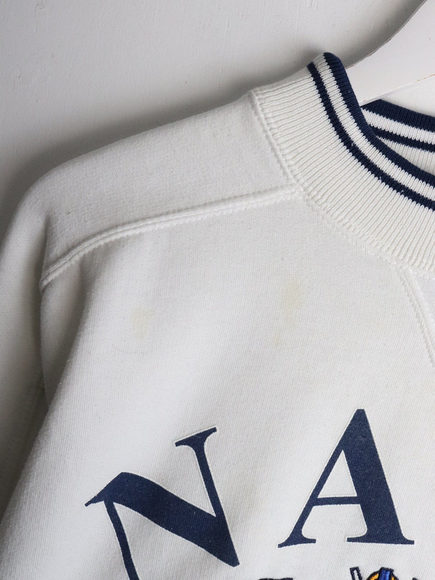 Vintage Navy Sweatshirt Mens Medium White from propervintagecanada