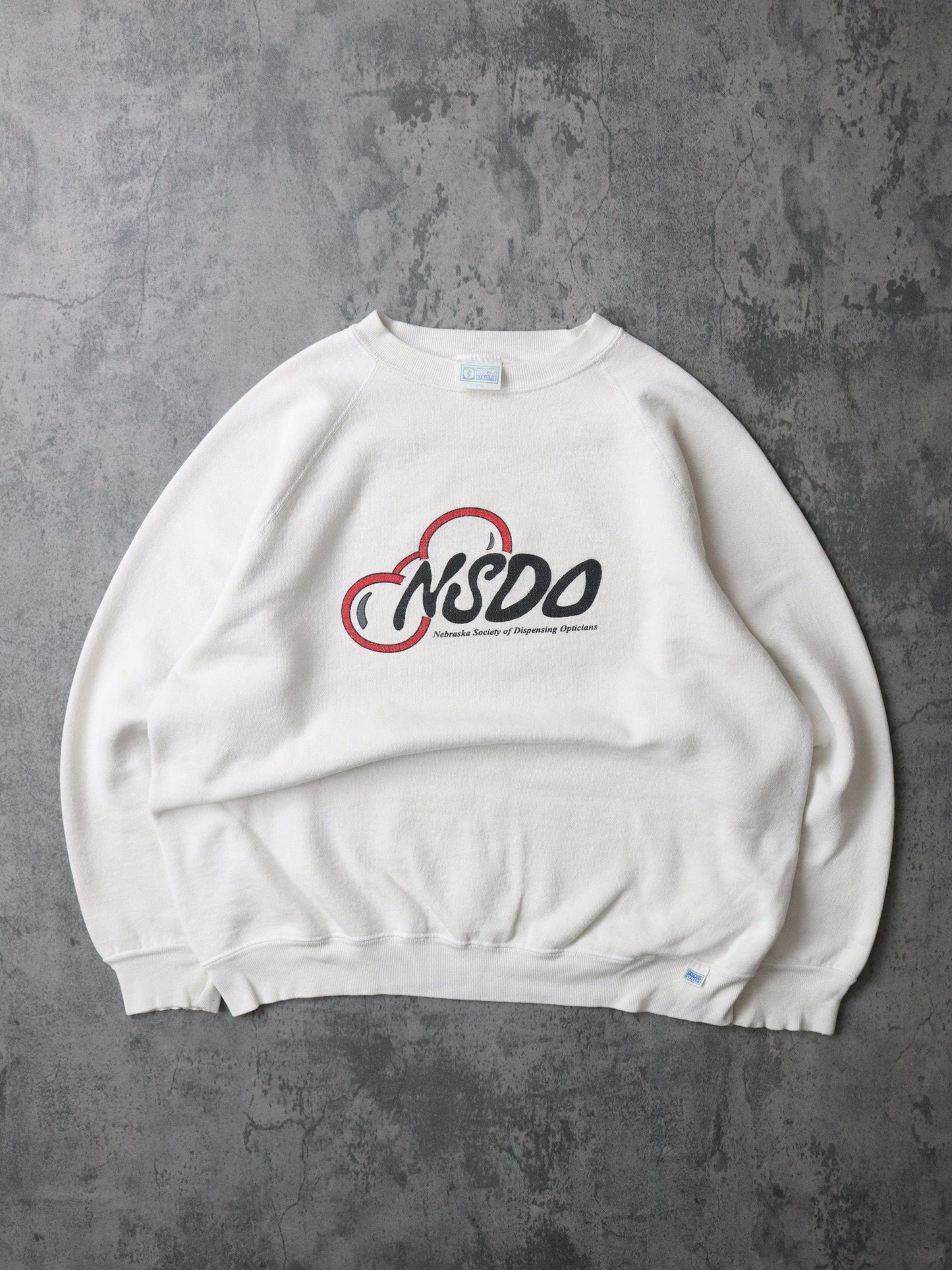 Vintage Nebraska Society of Dispensing Opticians Sweatshirt Mens Large White 90s from propervintagecanada