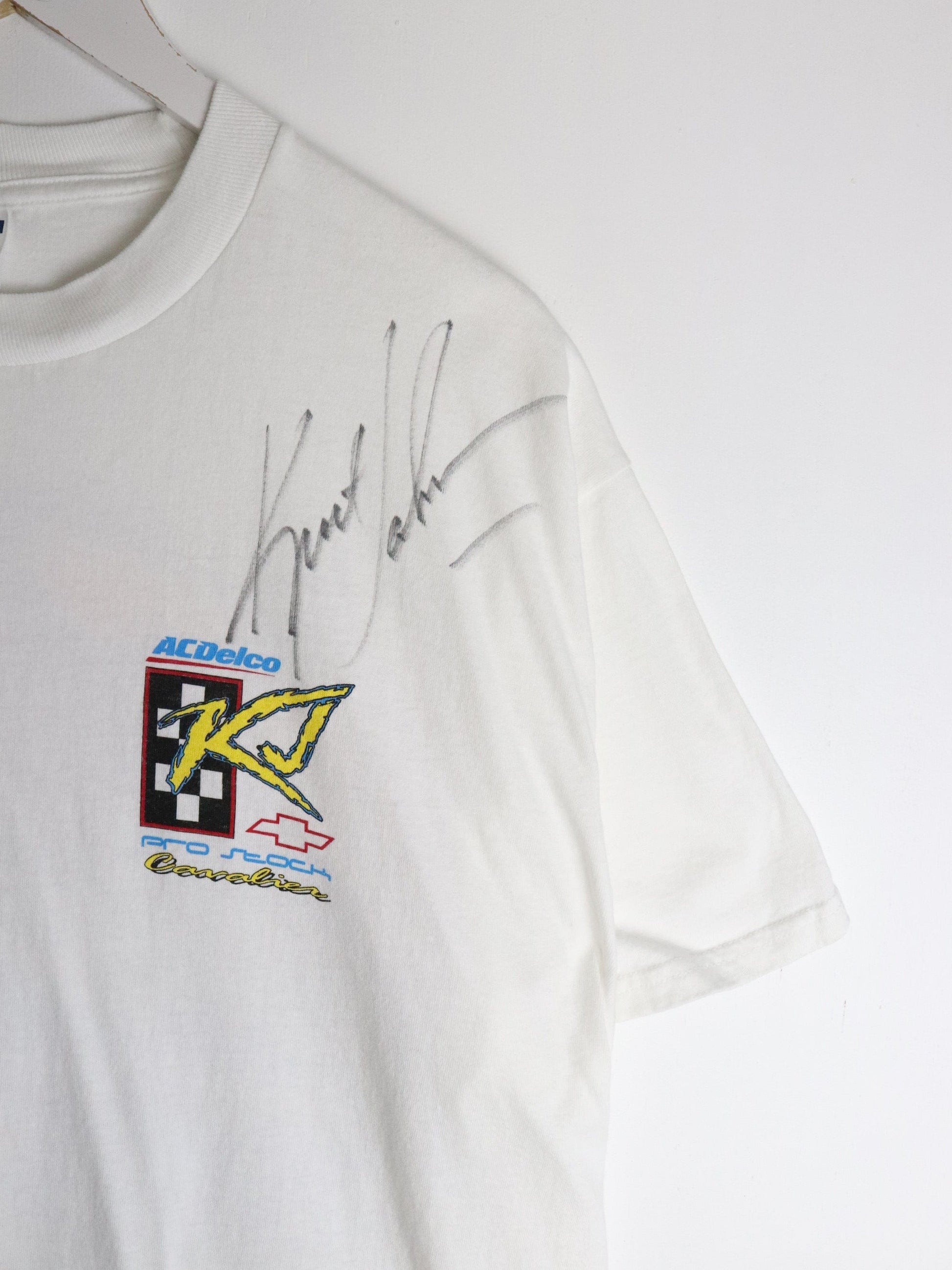 Vintage NHRA Drag Racing T Shirt Mens Large White Kurt Johnson from propervintagecanada