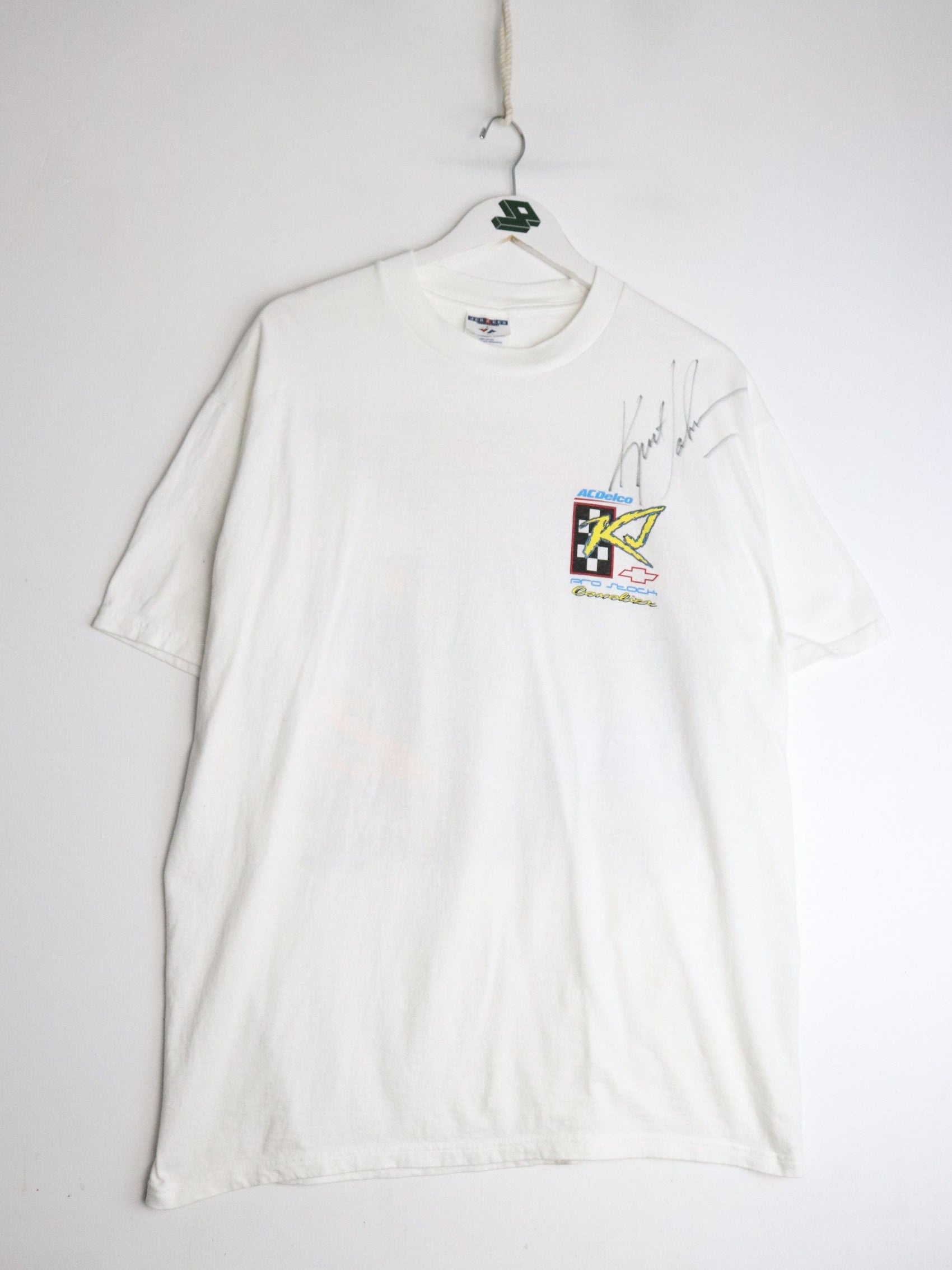 Vintage NHRA Drag Racing T Shirt Mens Large White Kurt Johnson from propervintagecanada