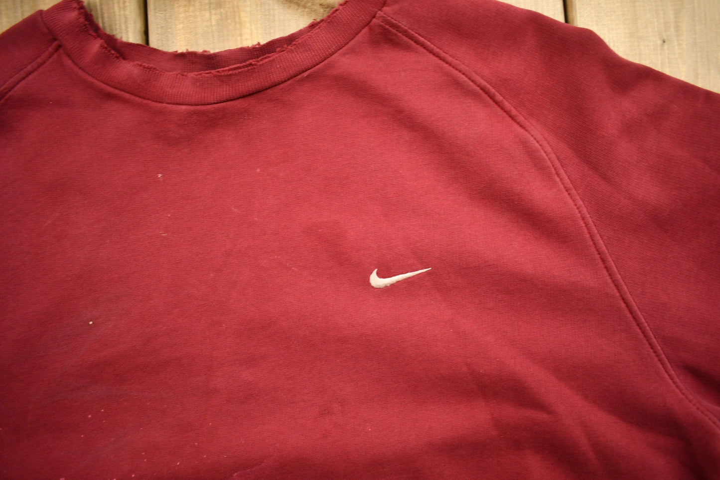 Vintage Nike Embroidered Mini Swoosh Raglan Crewneck Sweatshirt Men's Large from propervintagecanada