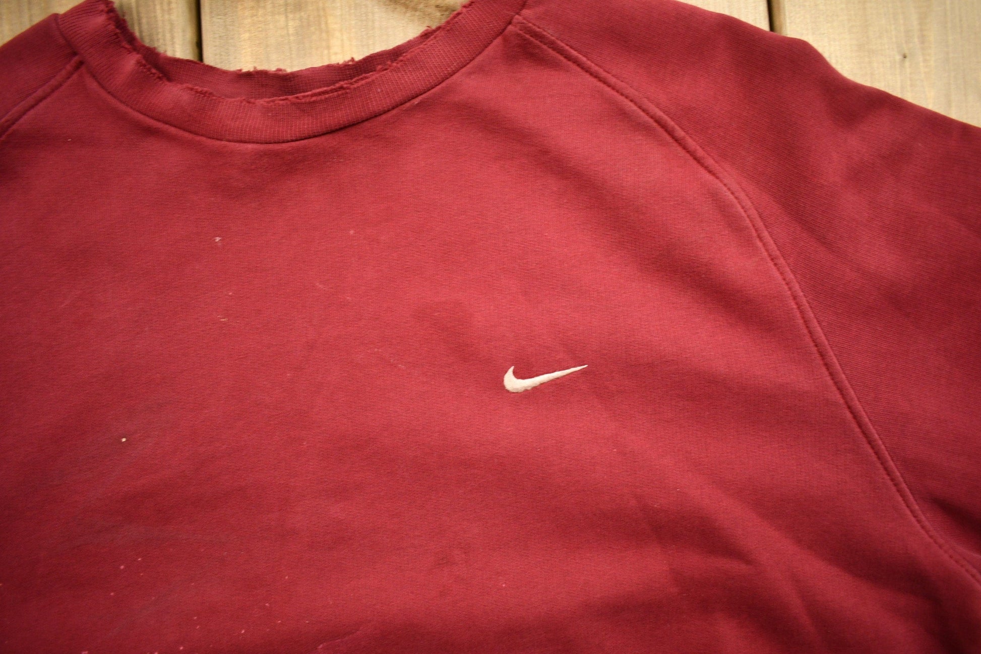 Vintage Nike Embroidered Mini Swoosh Raglan Crewneck Sweatshirt Men's Large from propervintagecanada