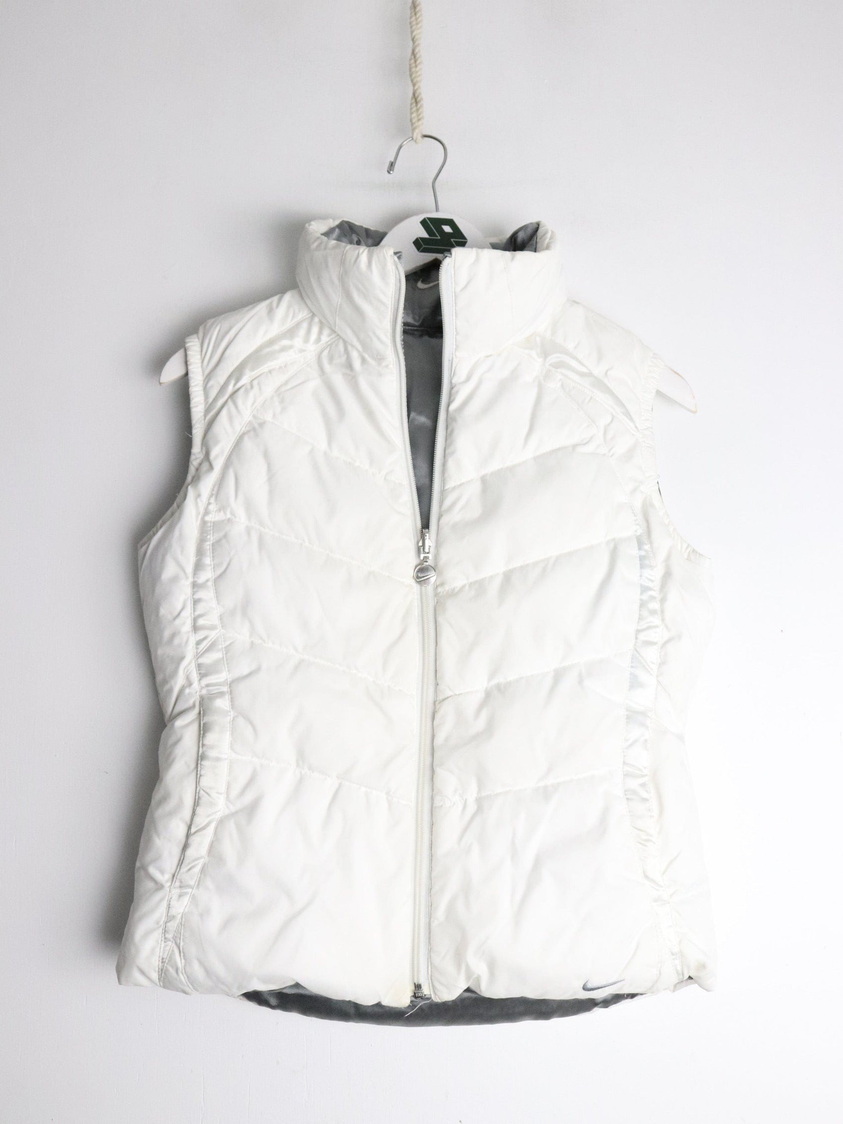 Vintage Nike Vest Womens Small White Grey Reversible Down Jacket from propervintagecanada