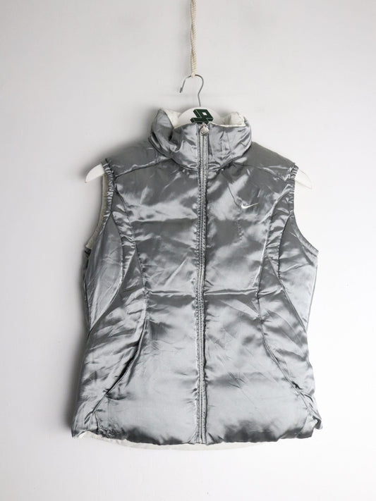 Vintage Nike Vest Womens Small White Grey Reversible Down Jacket from propervintagecanada