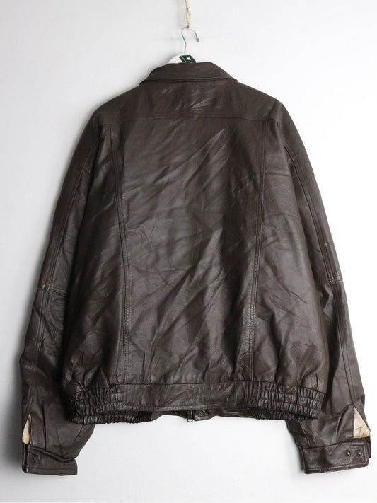 Vintage North American Hunting Club Jacket Mens 2XL Tall Brown Leather from propervintagecanada
